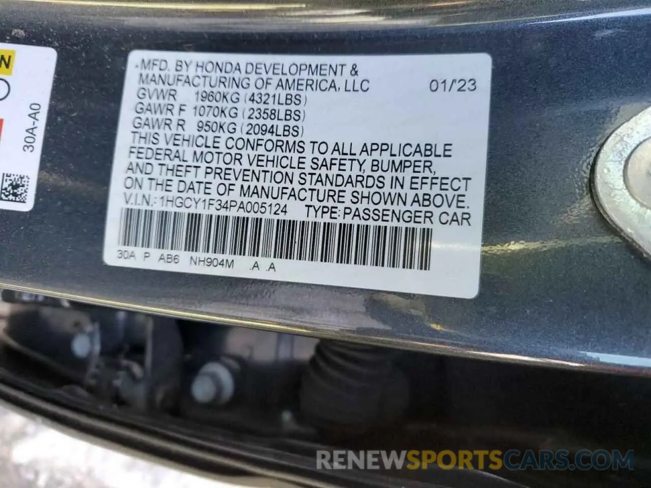 13 Photograph of a damaged car 1HGCY1F34PA005124 HONDA ACCORD 2023