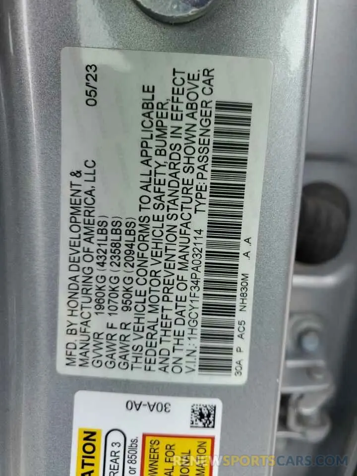 14 Photograph of a damaged car 1HGCY1F34PA032114 HONDA ACCORD 2023