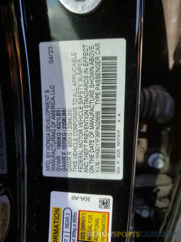 14 Photograph of a damaged car 1HGCY1F35PA025656 HONDA ACCORD 2023