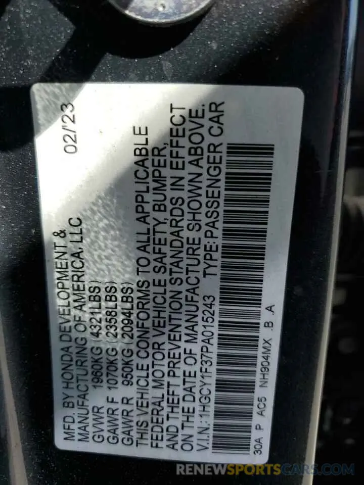 12 Photograph of a damaged car 1HGCY1F37PA015243 HONDA ACCORD 2023