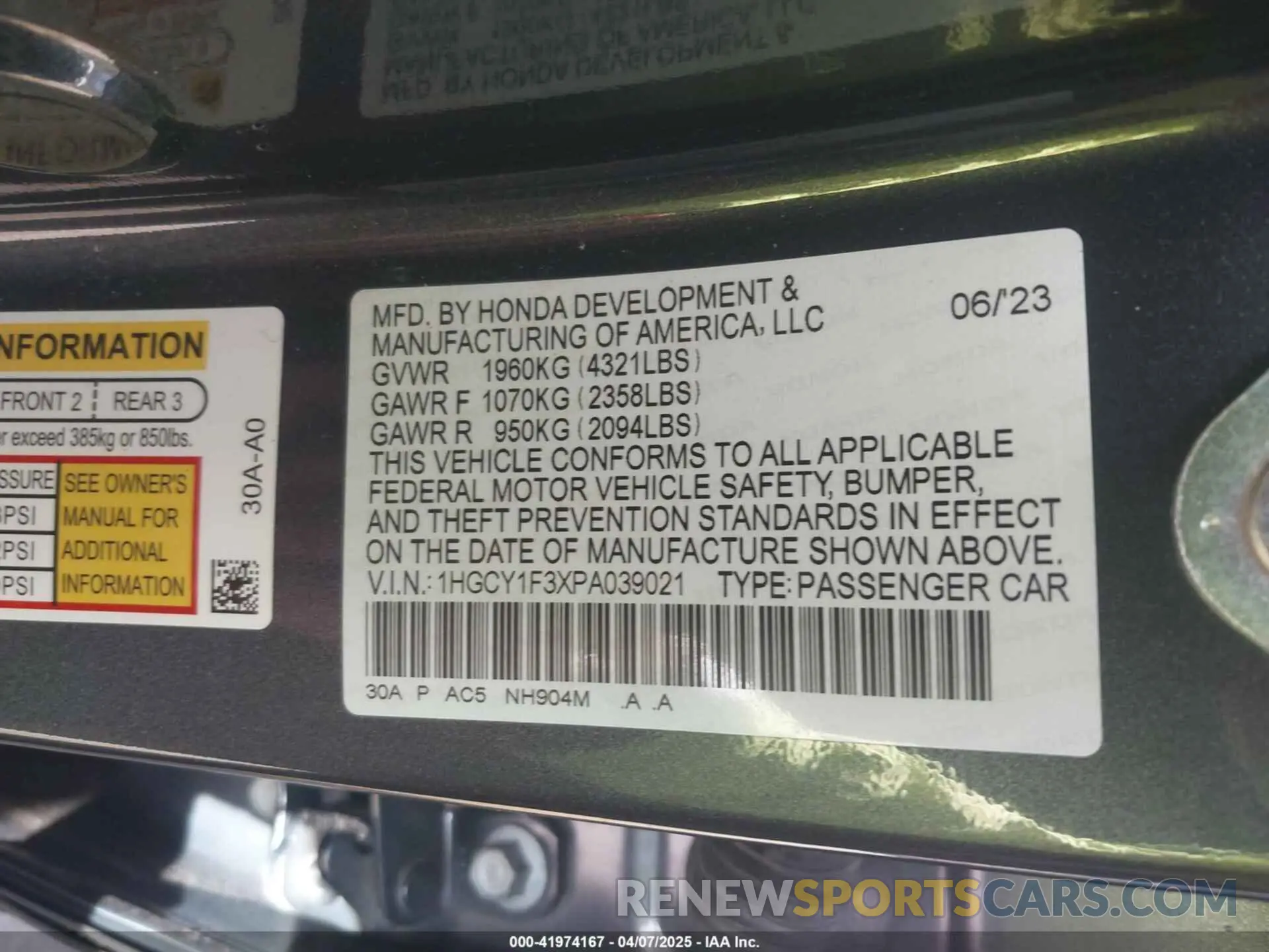 9 Photograph of a damaged car 1HGCY1F3XPA039021 HONDA ACCORD 2023