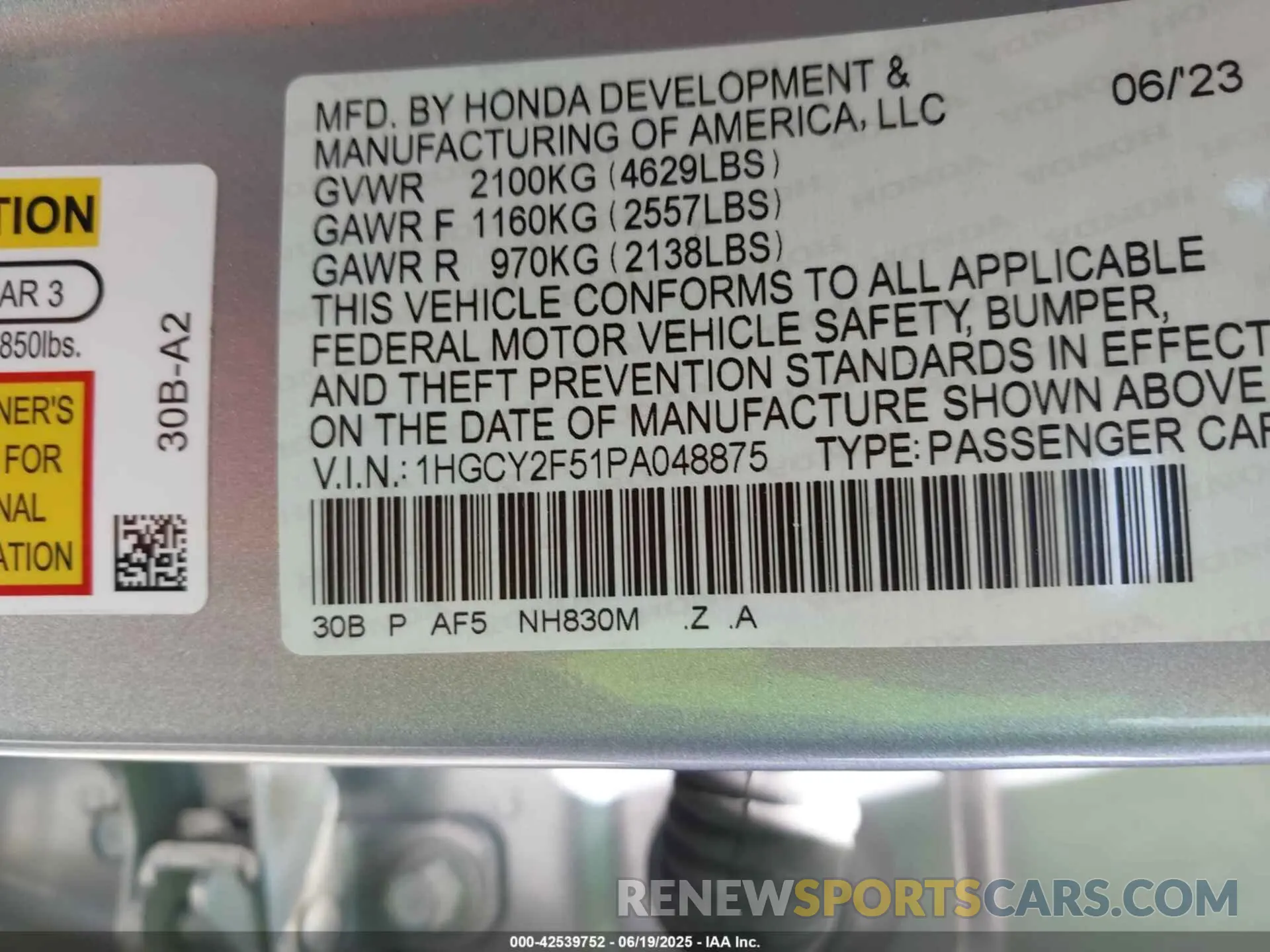 9 Photograph of a damaged car 1HGCY2F51PA048875 HONDA ACCORD 2023
