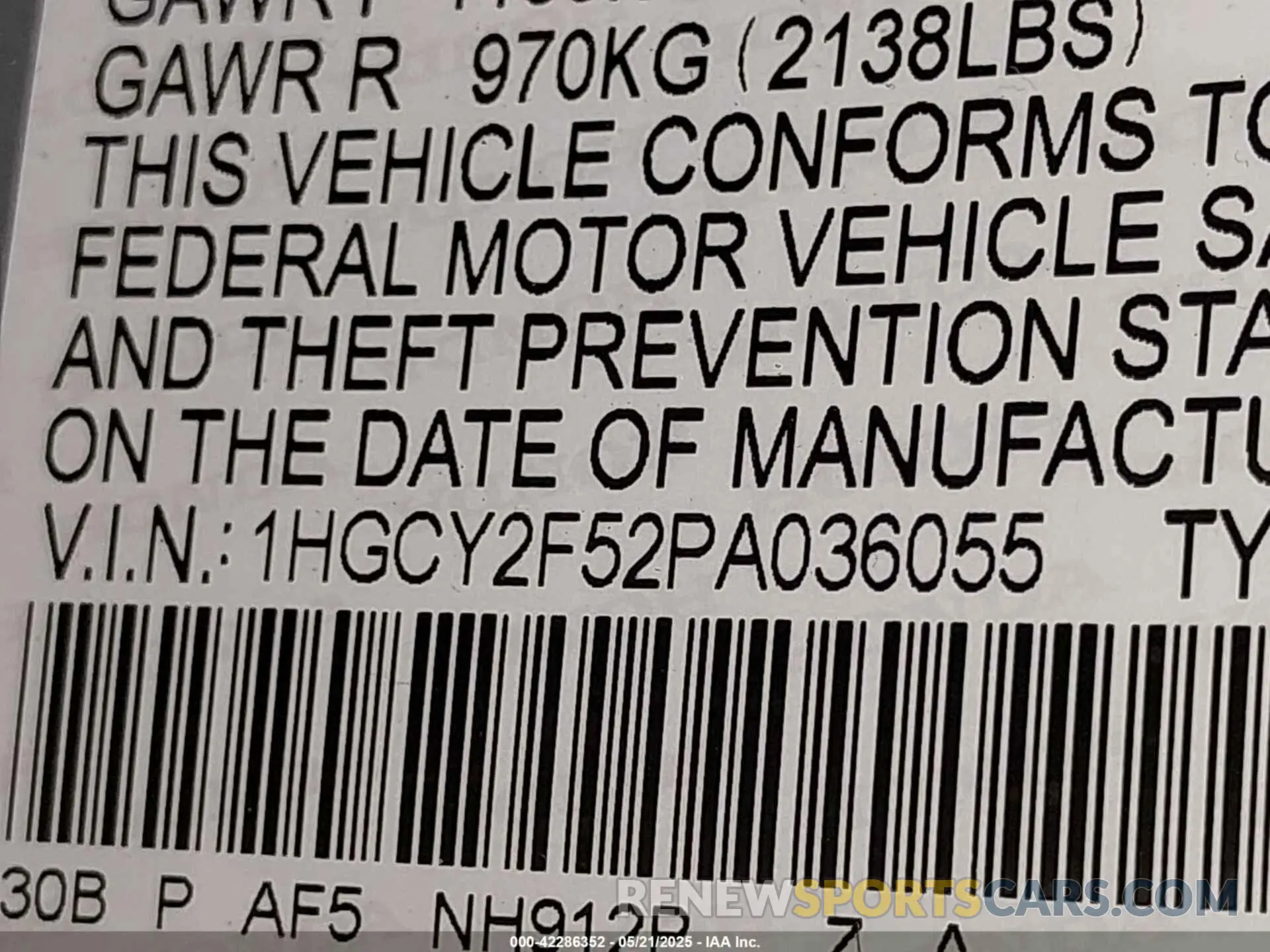 9 Photograph of a damaged car 1HGCY2F52PA036055 HONDA ACCORD 2023