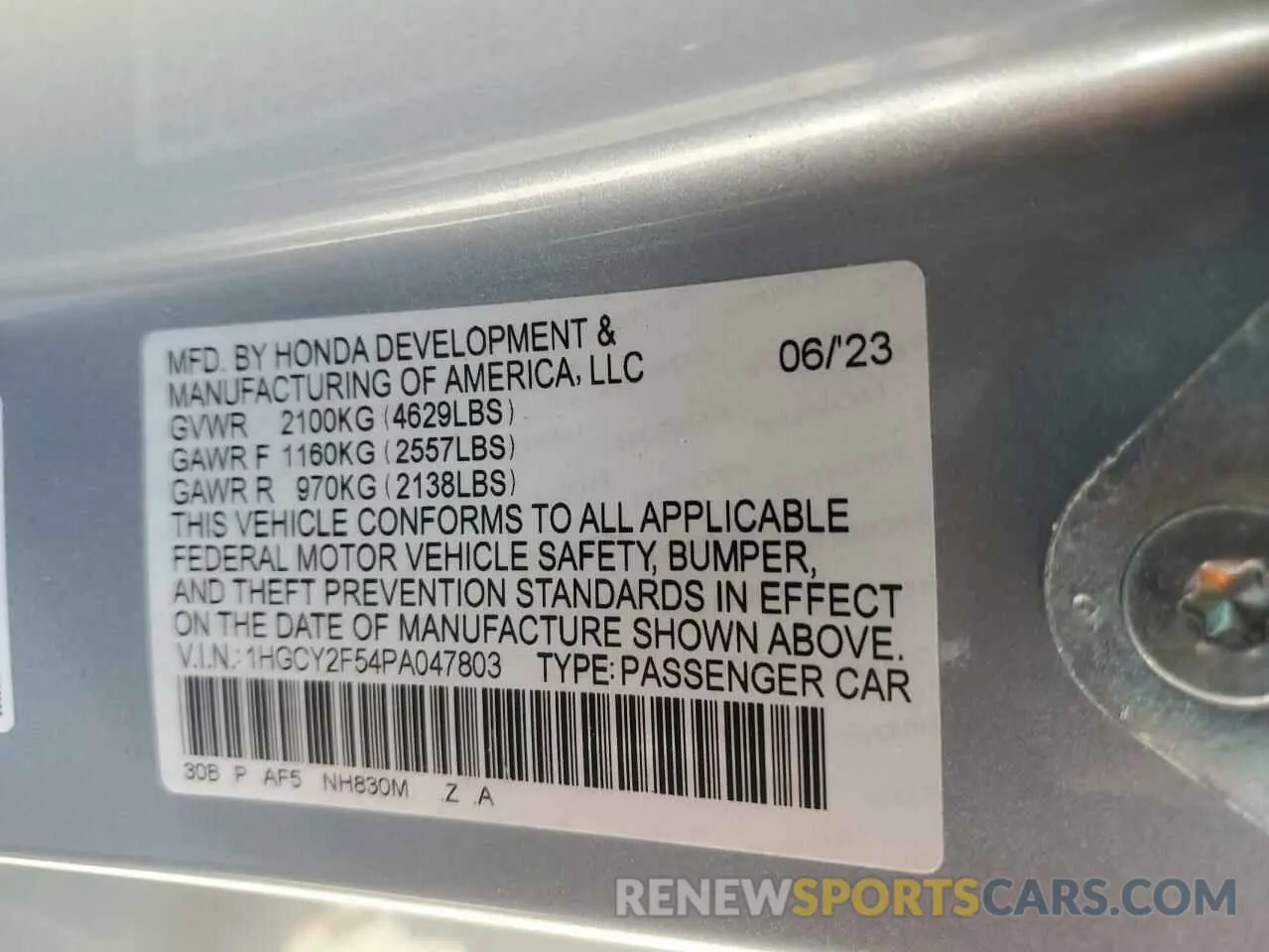 14 Photograph of a damaged car 1HGCY2F54PA047803 HONDA ACCORD 2023