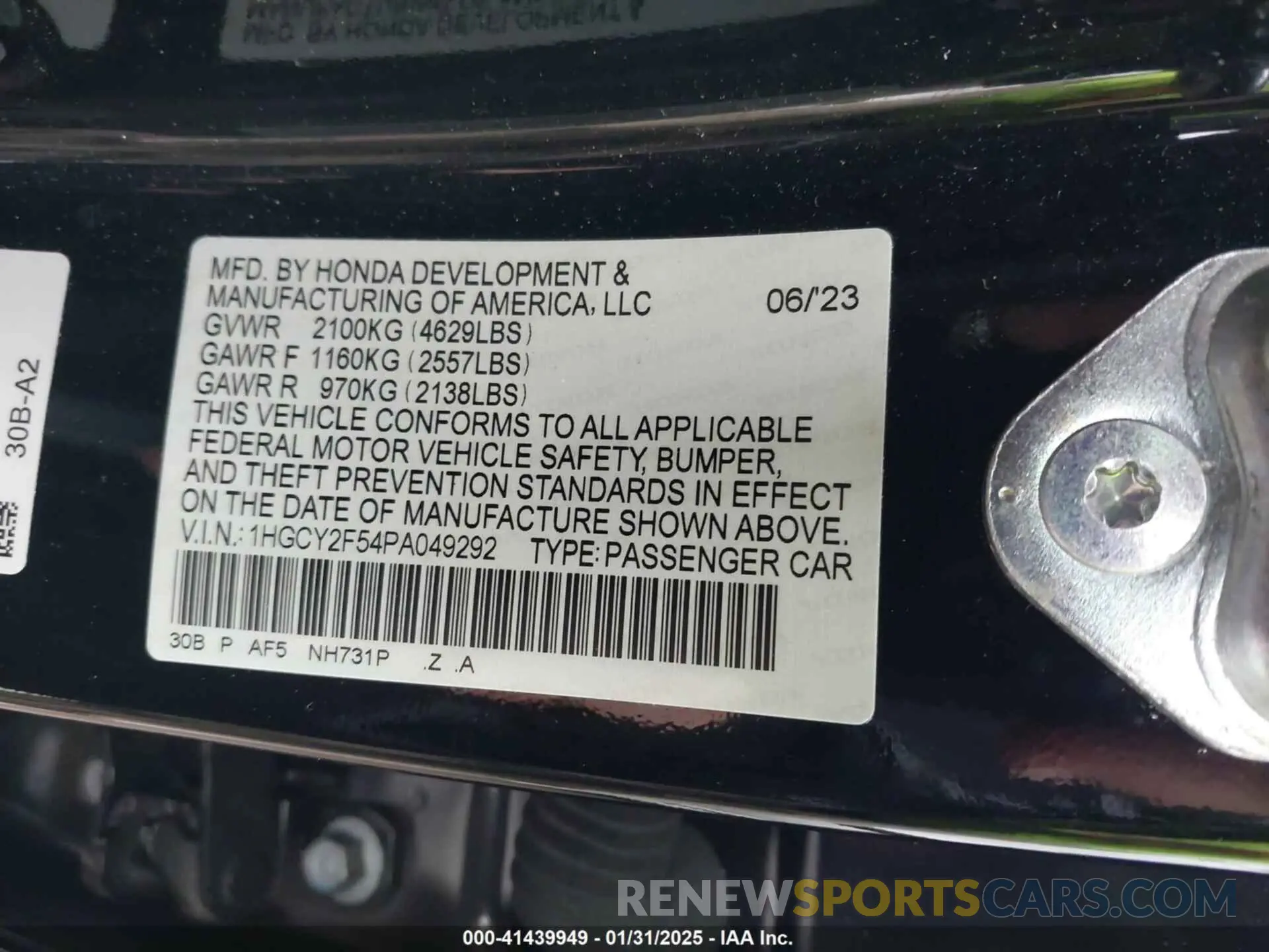 9 Photograph of a damaged car 1HGCY2F54PA049292 HONDA ACCORD 2023