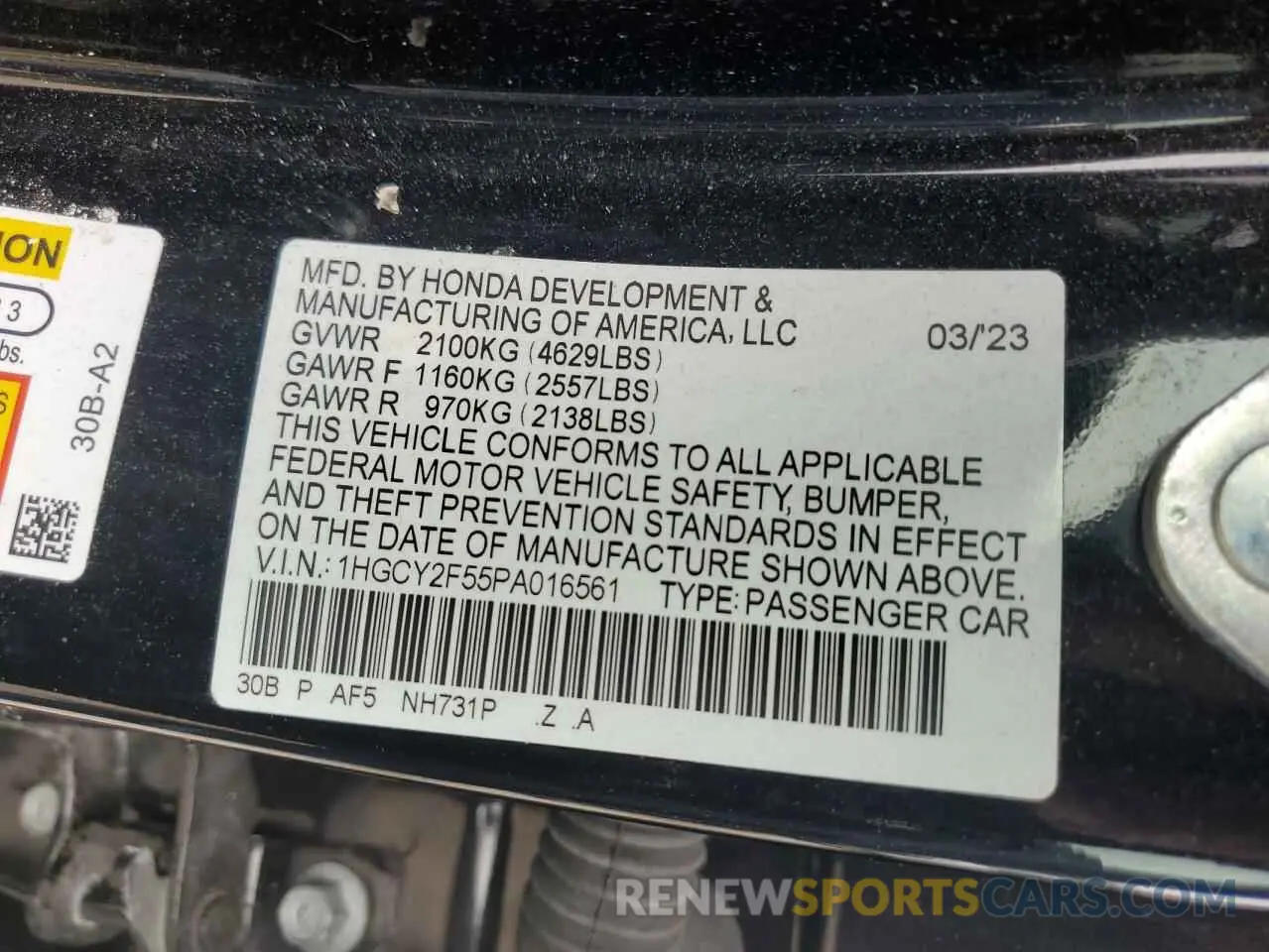 13 Photograph of a damaged car 1HGCY2F55PA016561 HONDA ACCORD 2023