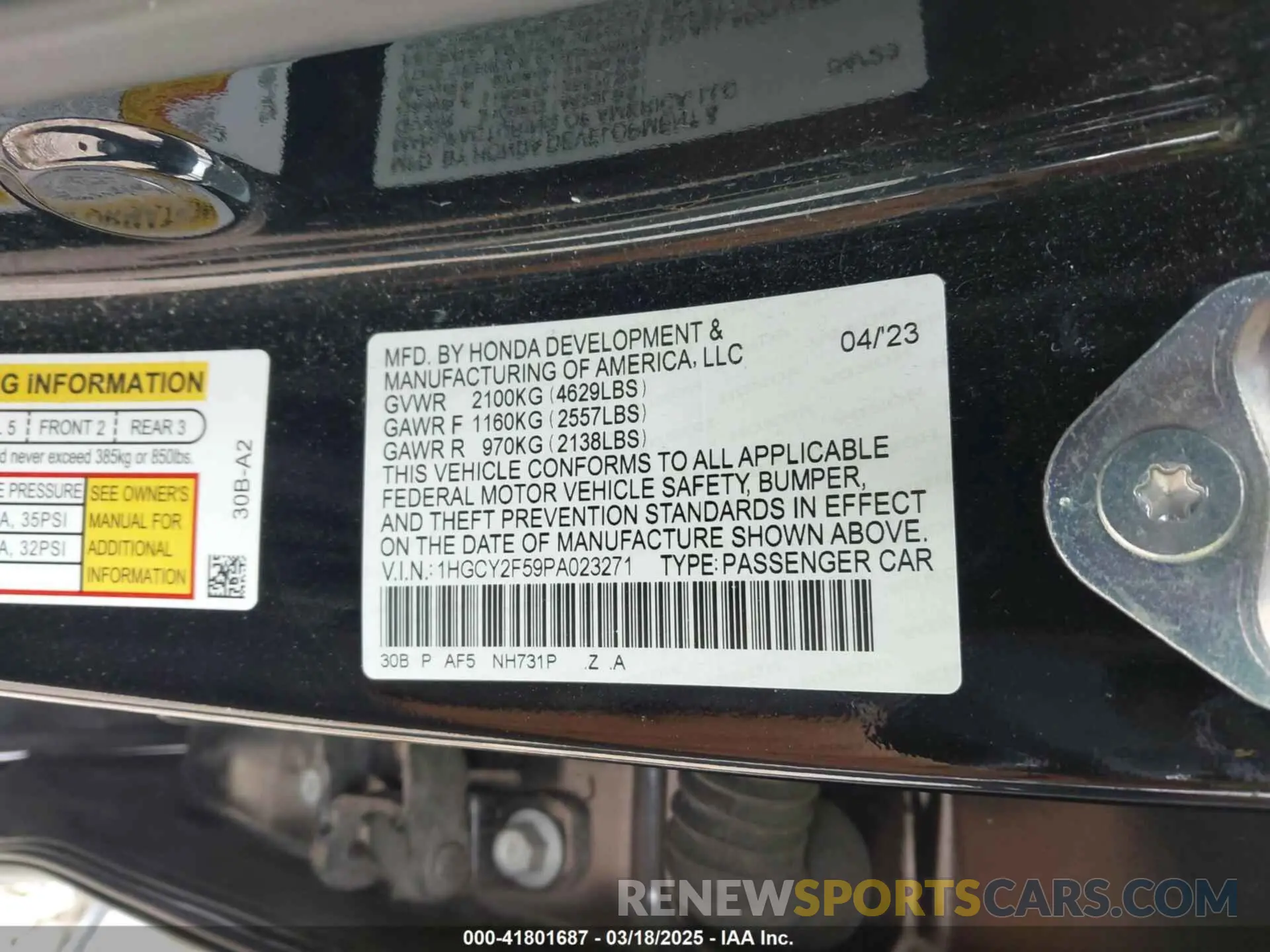 9 Photograph of a damaged car 1HGCY2F59PA023271 HONDA ACCORD 2023