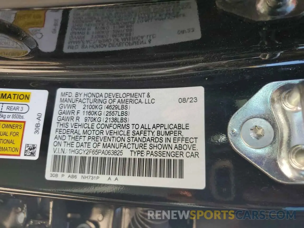 12 Photograph of a damaged car 1HGCY2F65PA063825 HONDA ACCORD 2023