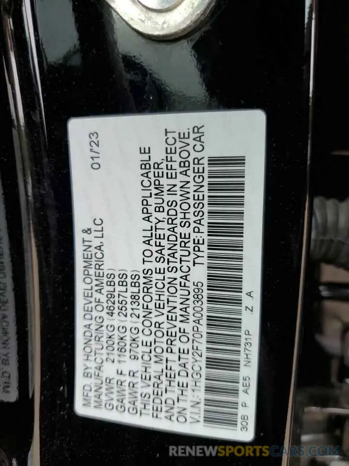 13 Photograph of a damaged car 1HGCY2F70PA003895 HONDA ACCORD 2023