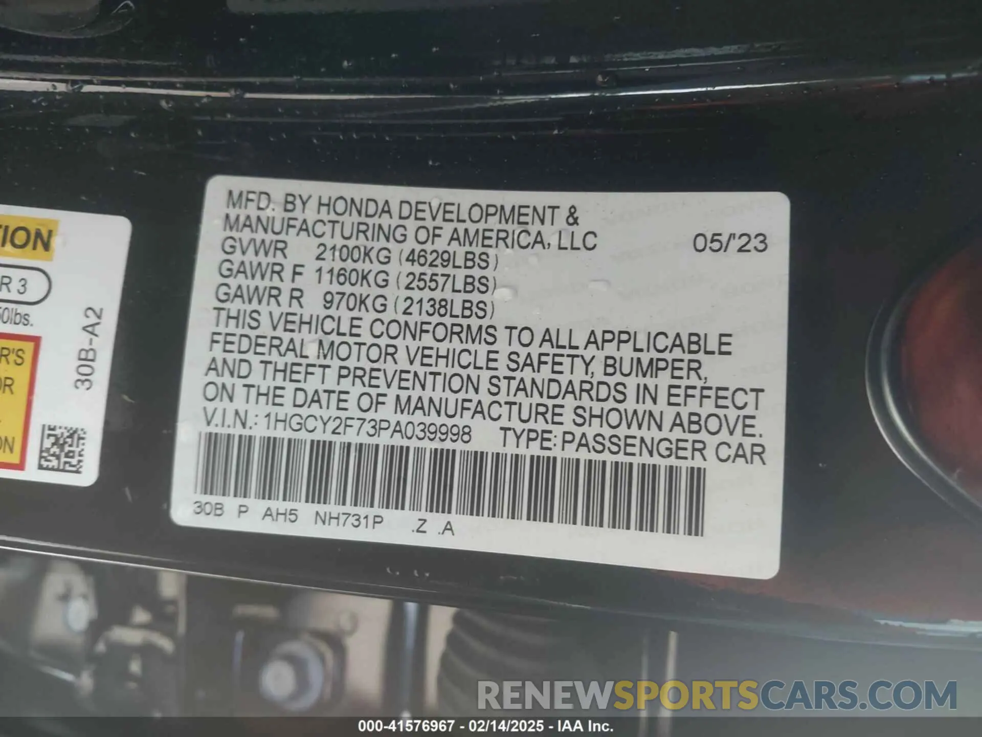 9 Photograph of a damaged car 1HGCY2F73PA039998 HONDA ACCORD 2023