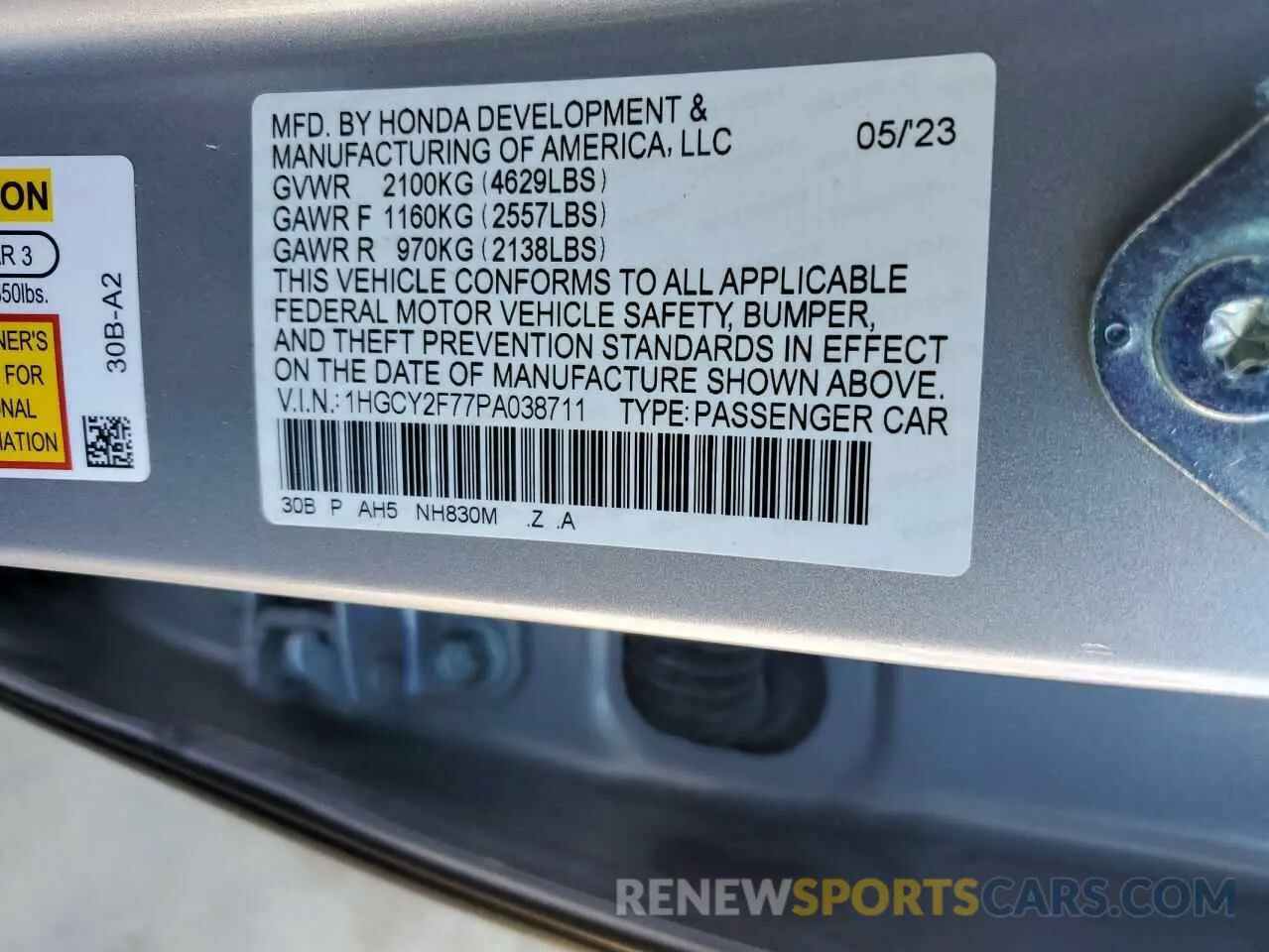 12 Photograph of a damaged car 1HGCY2F77PA038711 HONDA ACCORD 2023