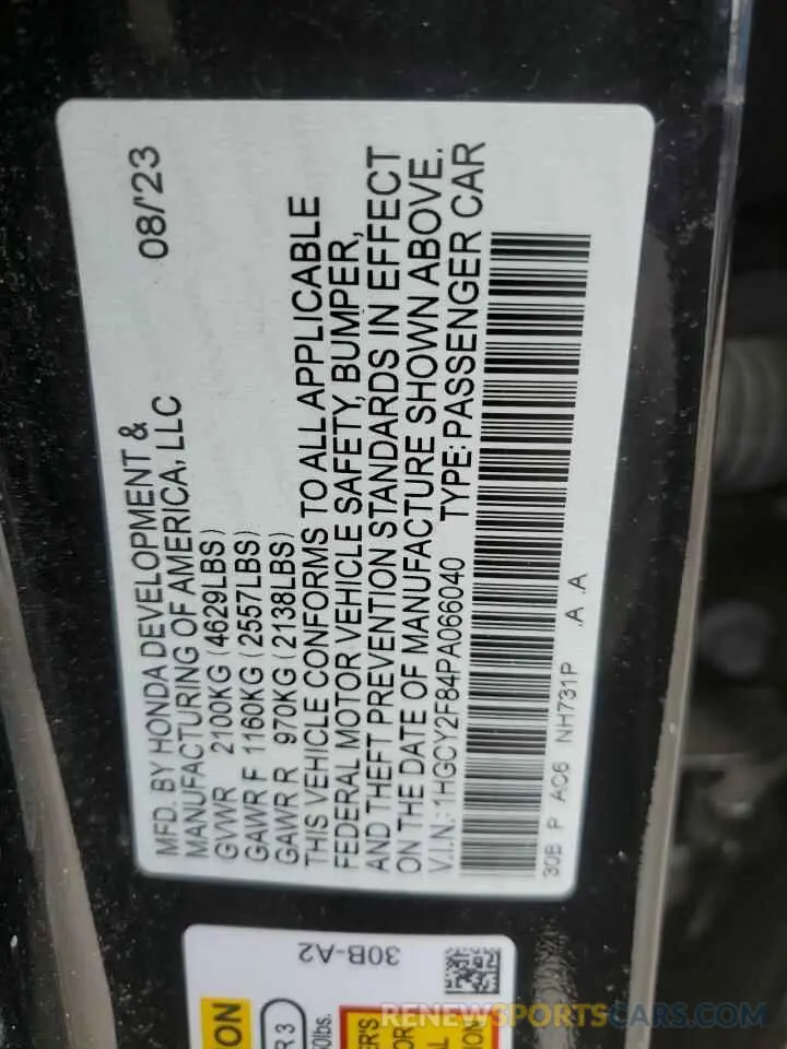 13 Photograph of a damaged car 1HGCY2F84PA066040 HONDA ACCORD 2023