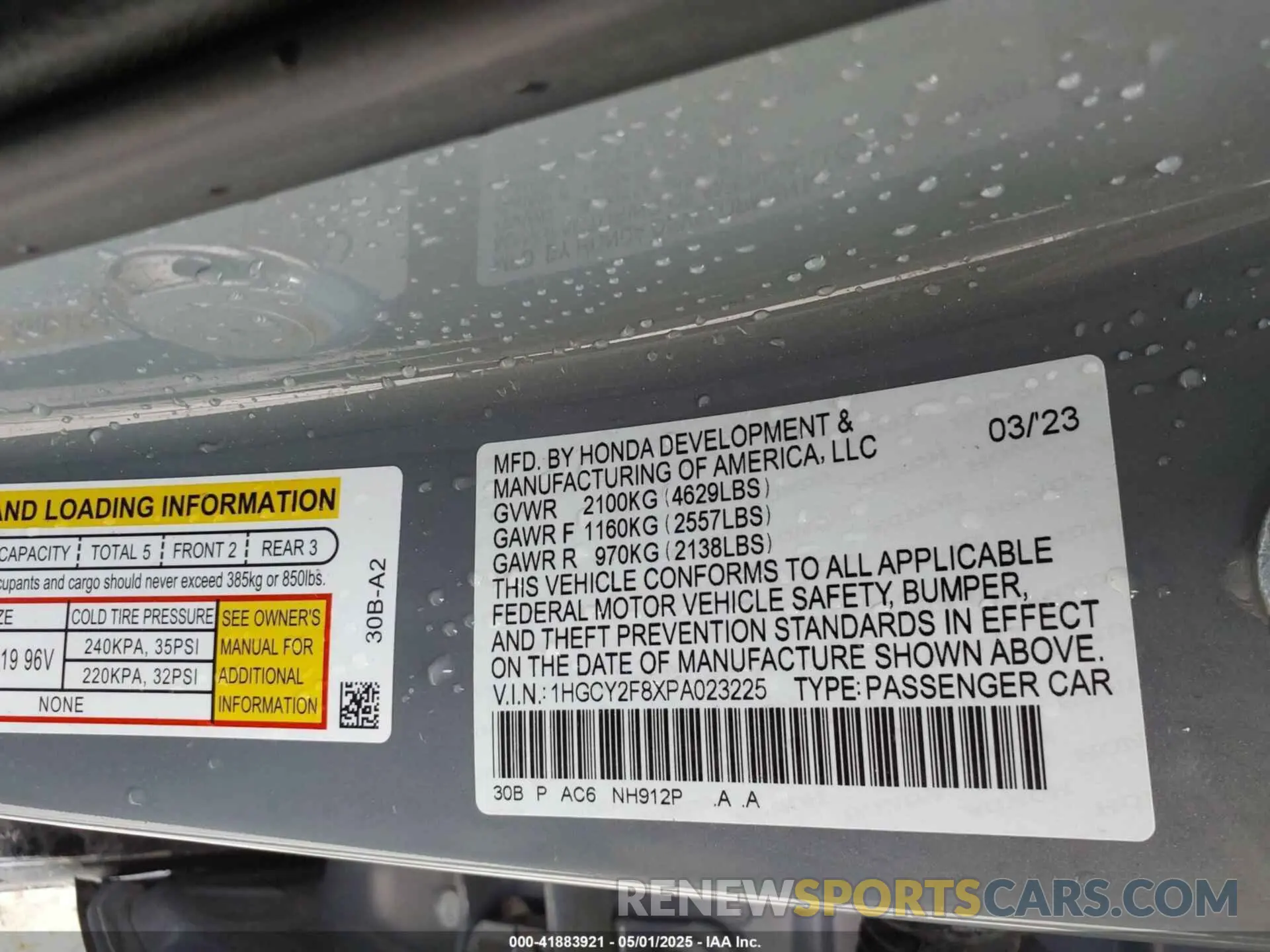 9 Photograph of a damaged car 1HGCY2F8XPA023225 HONDA ACCORD 2023