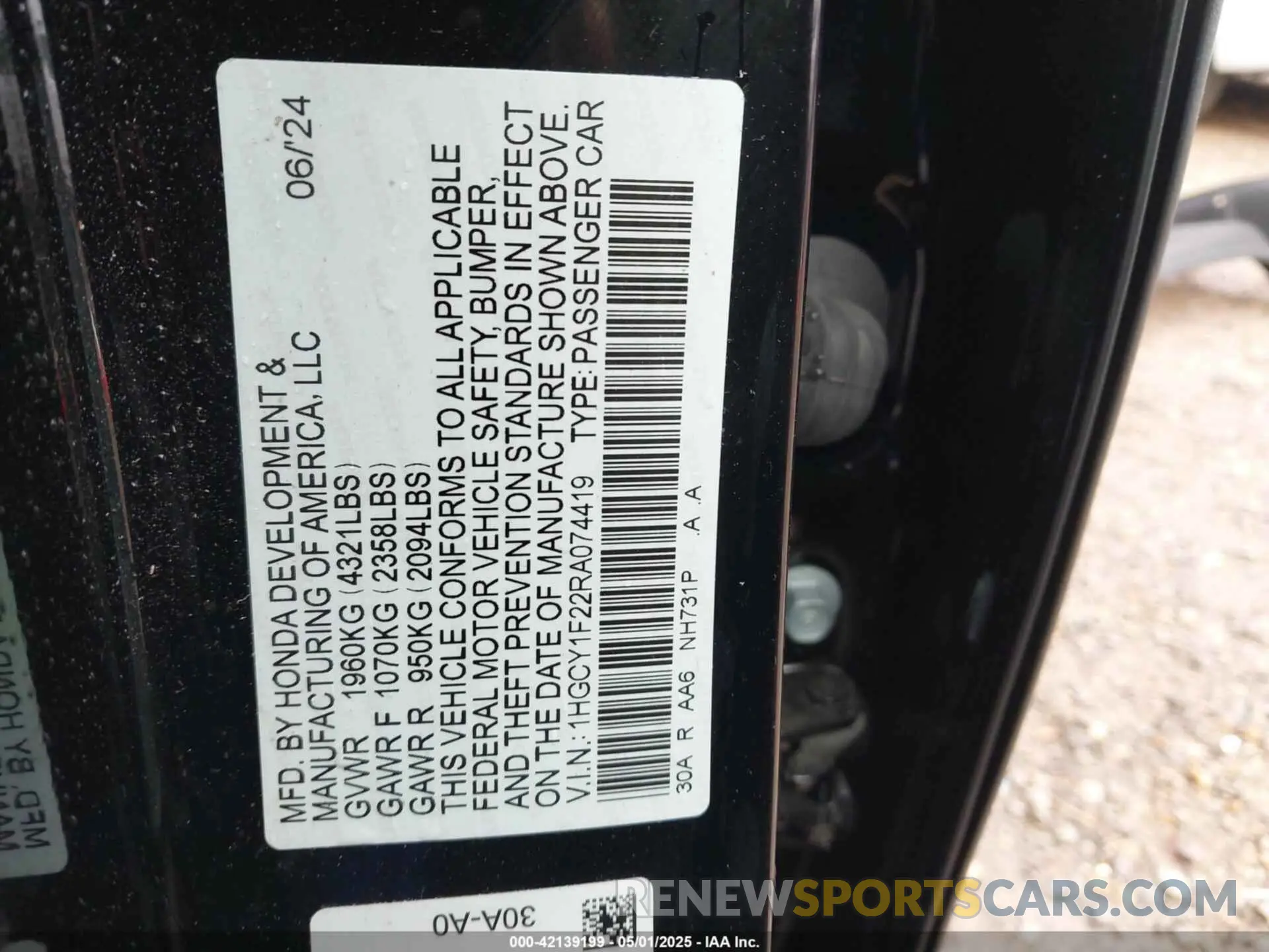 9 Photograph of a damaged car 1HGCY1F22RA074419 HONDA ACCORD 2024
