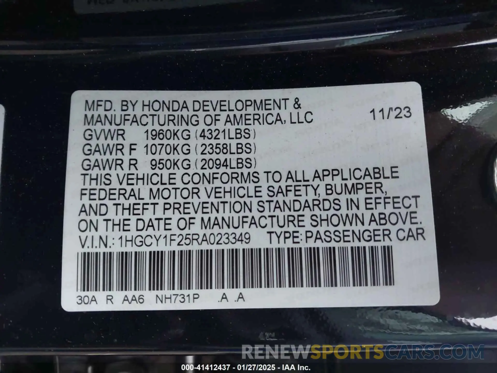 9 Photograph of a damaged car 1HGCY1F25RA023349 HONDA ACCORD 2024