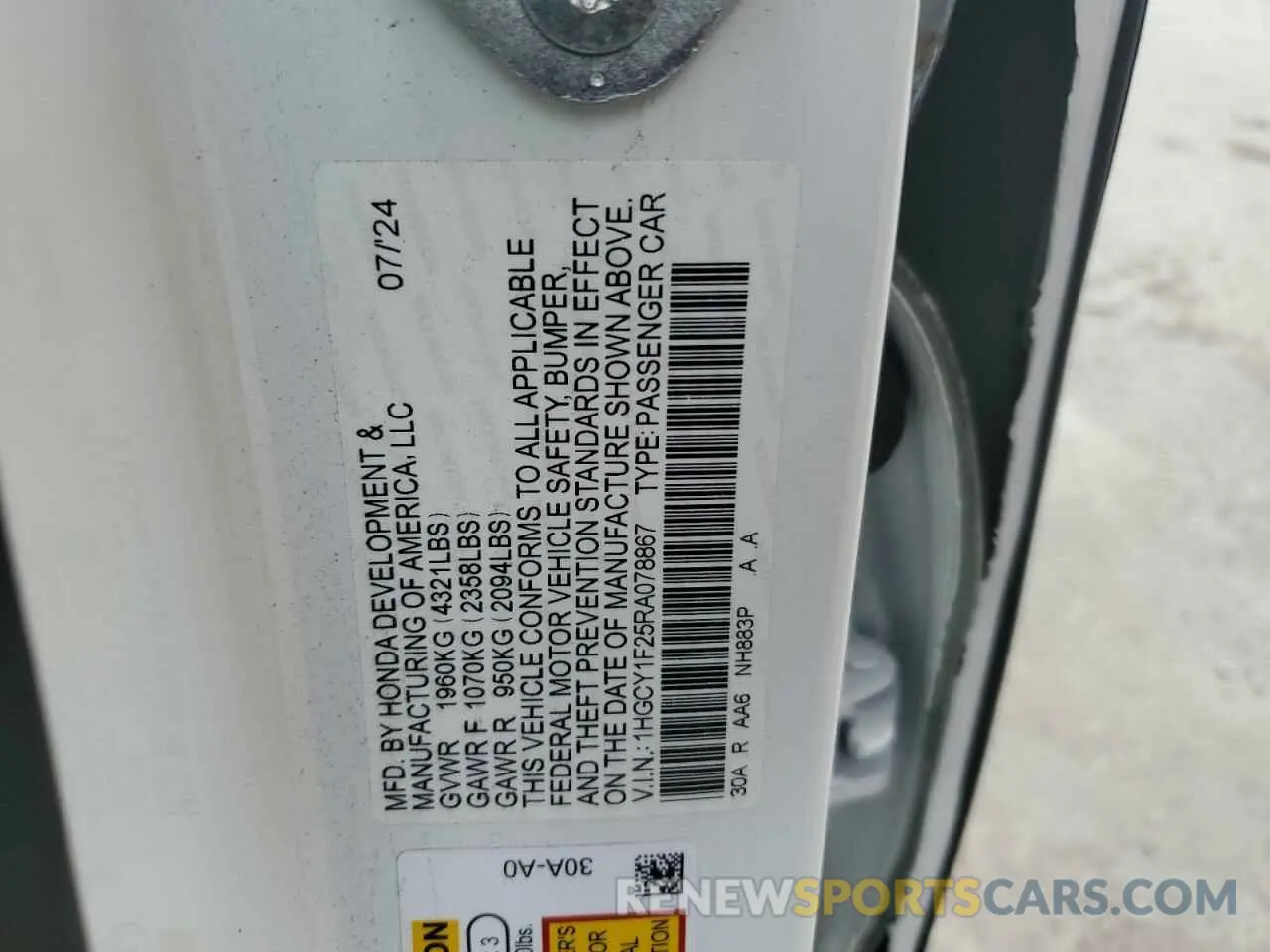 13 Photograph of a damaged car 1HGCY1F25RA078867 HONDA ACCORD 2024