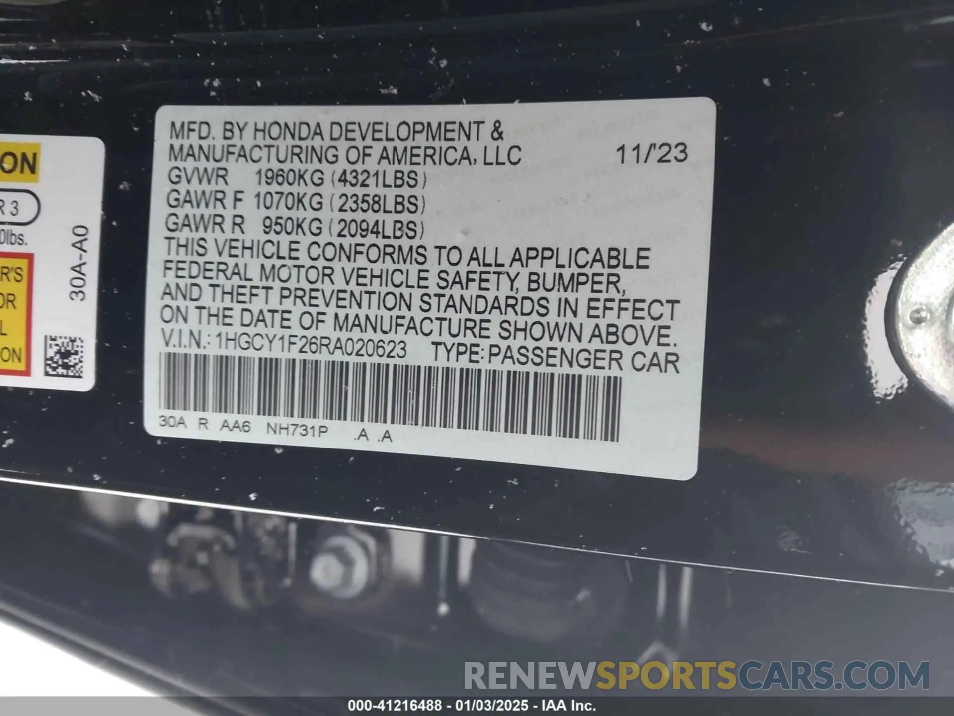 9 Photograph of a damaged car 1HGCY1F26RA020623 HONDA ACCORD 2024