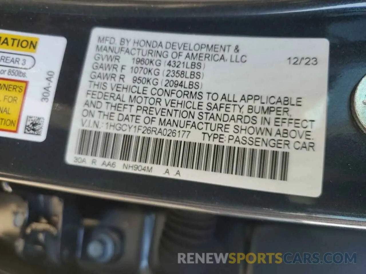 13 Photograph of a damaged car 1HGCY1F26RA026177 HONDA ACCORD 2024