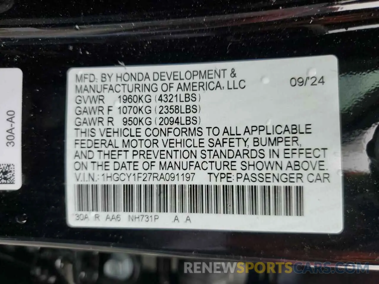 12 Photograph of a damaged car 1HGCY1F27RA091197 HONDA ACCORD 2024
