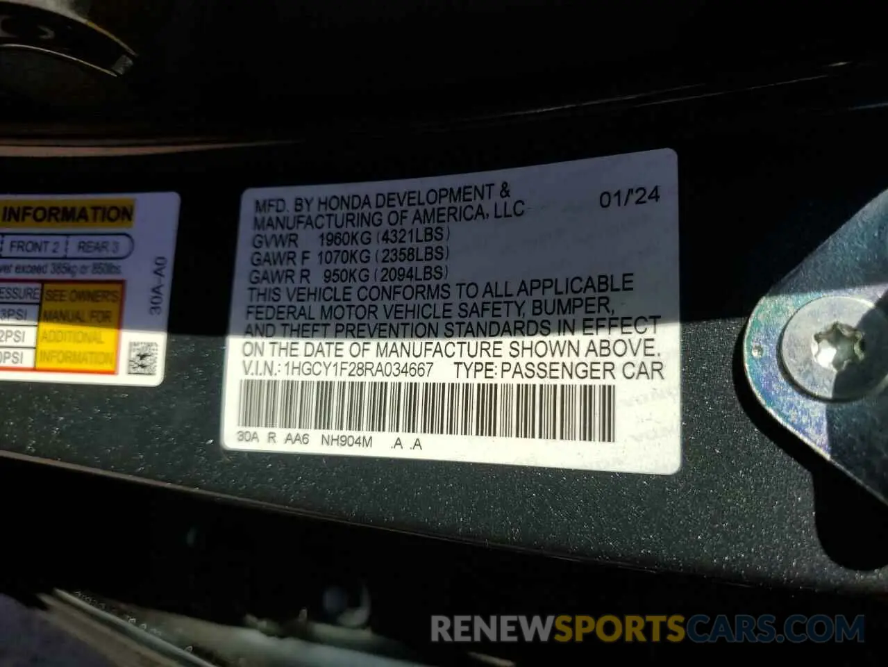12 Photograph of a damaged car 1HGCY1F28RA034667 HONDA ACCORD 2024