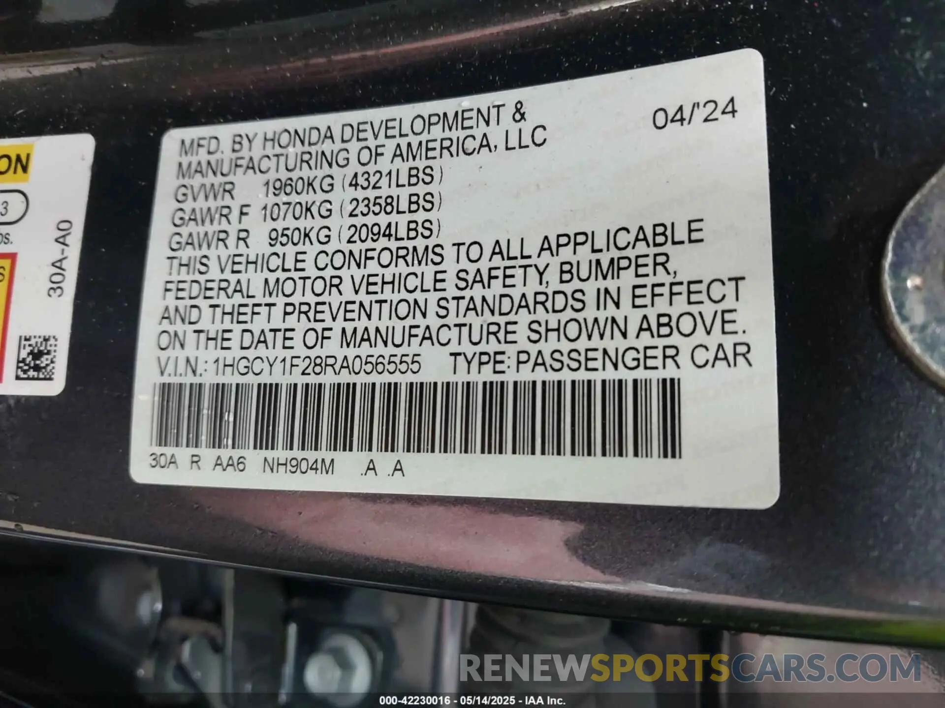 9 Photograph of a damaged car 1HGCY1F28RA056555 HONDA ACCORD 2024