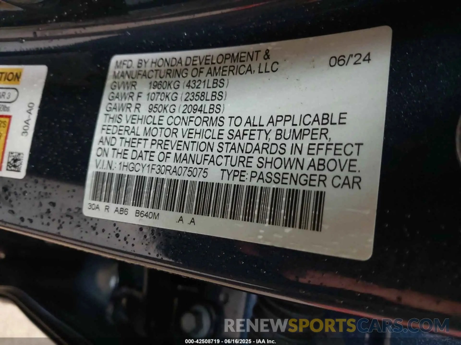 9 Photograph of a damaged car 1HGCY1F30RA075075 HONDA ACCORD 2024