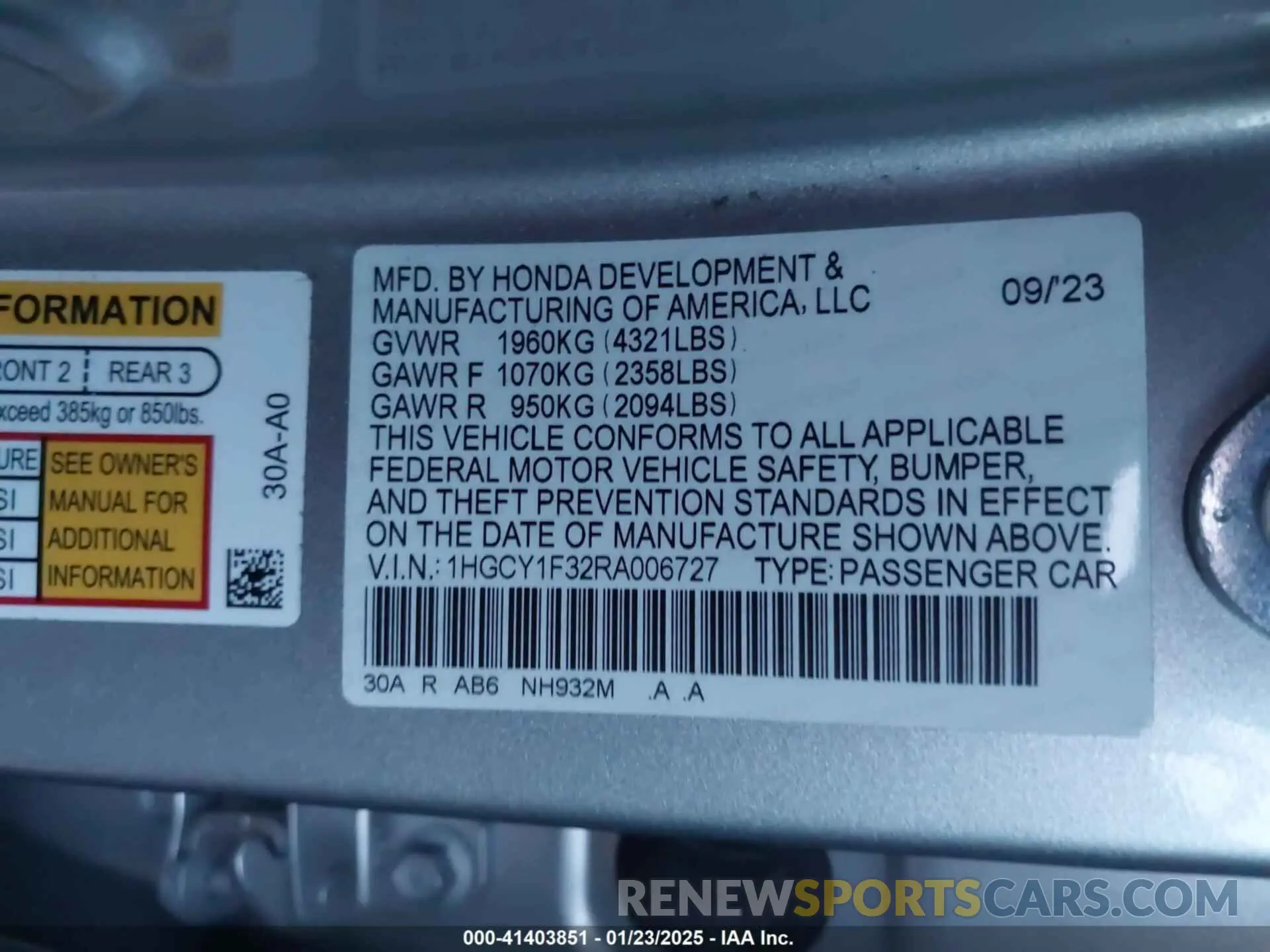 9 Photograph of a damaged car 1HGCY1F32RA006727 HONDA ACCORD 2024