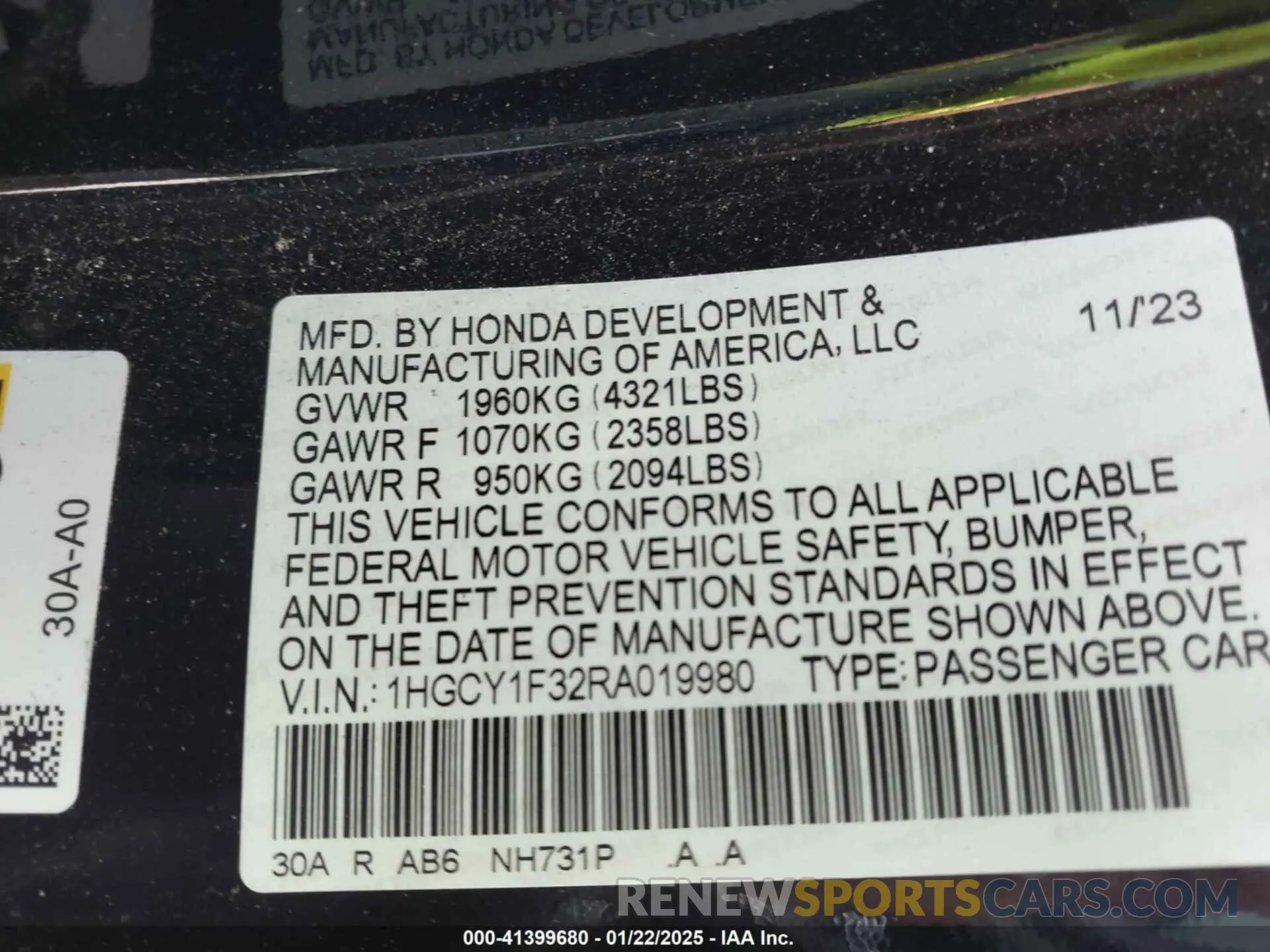 9 Photograph of a damaged car 1HGCY1F32RA019980 HONDA ACCORD 2024