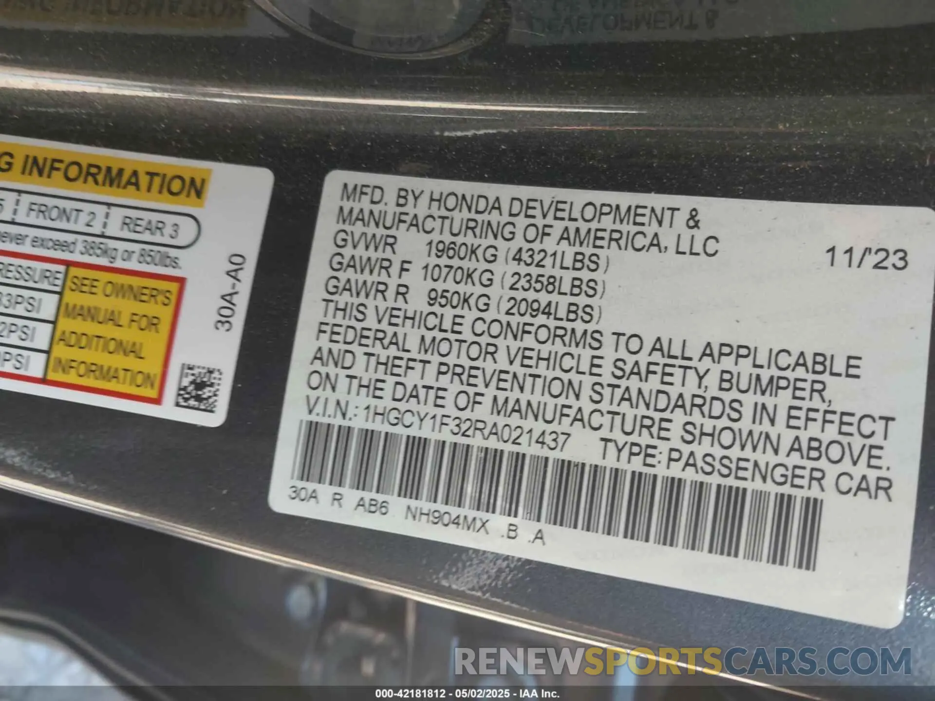 9 Photograph of a damaged car 1HGCY1F32RA021437 HONDA ACCORD 2024