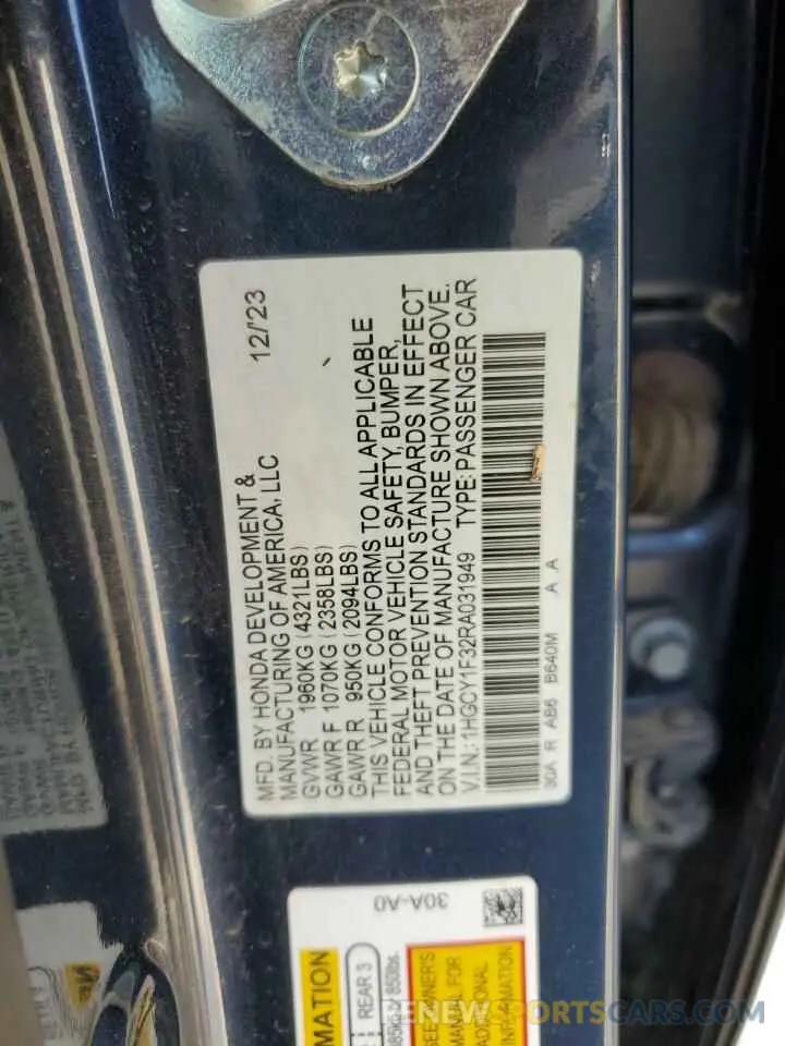 13 Photograph of a damaged car 1HGCY1F32RA031949 HONDA ACCORD 2024