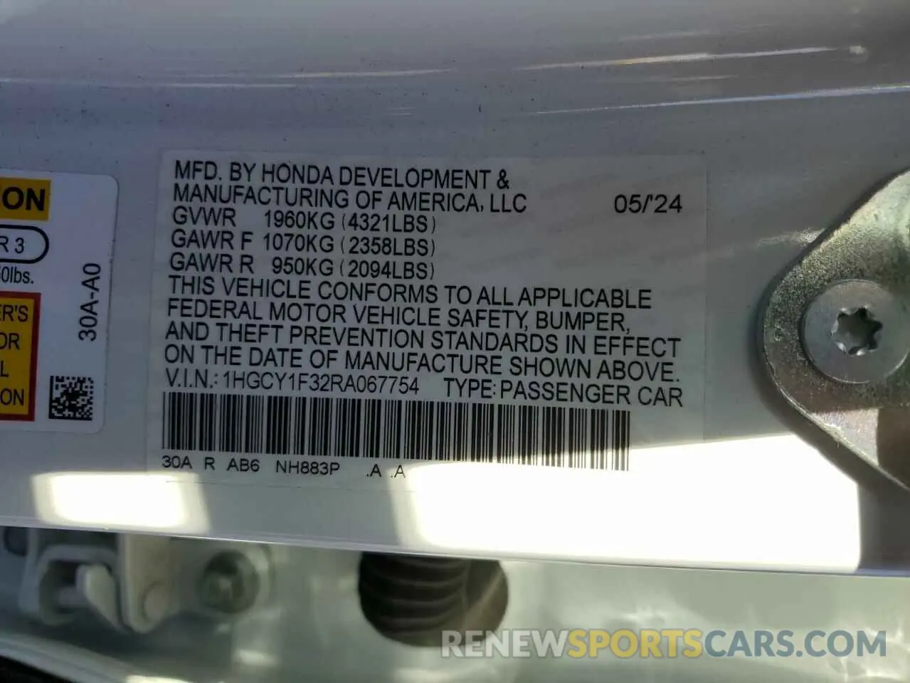 12 Photograph of a damaged car 1HGCY1F32RA067754 HONDA ACCORD 2024