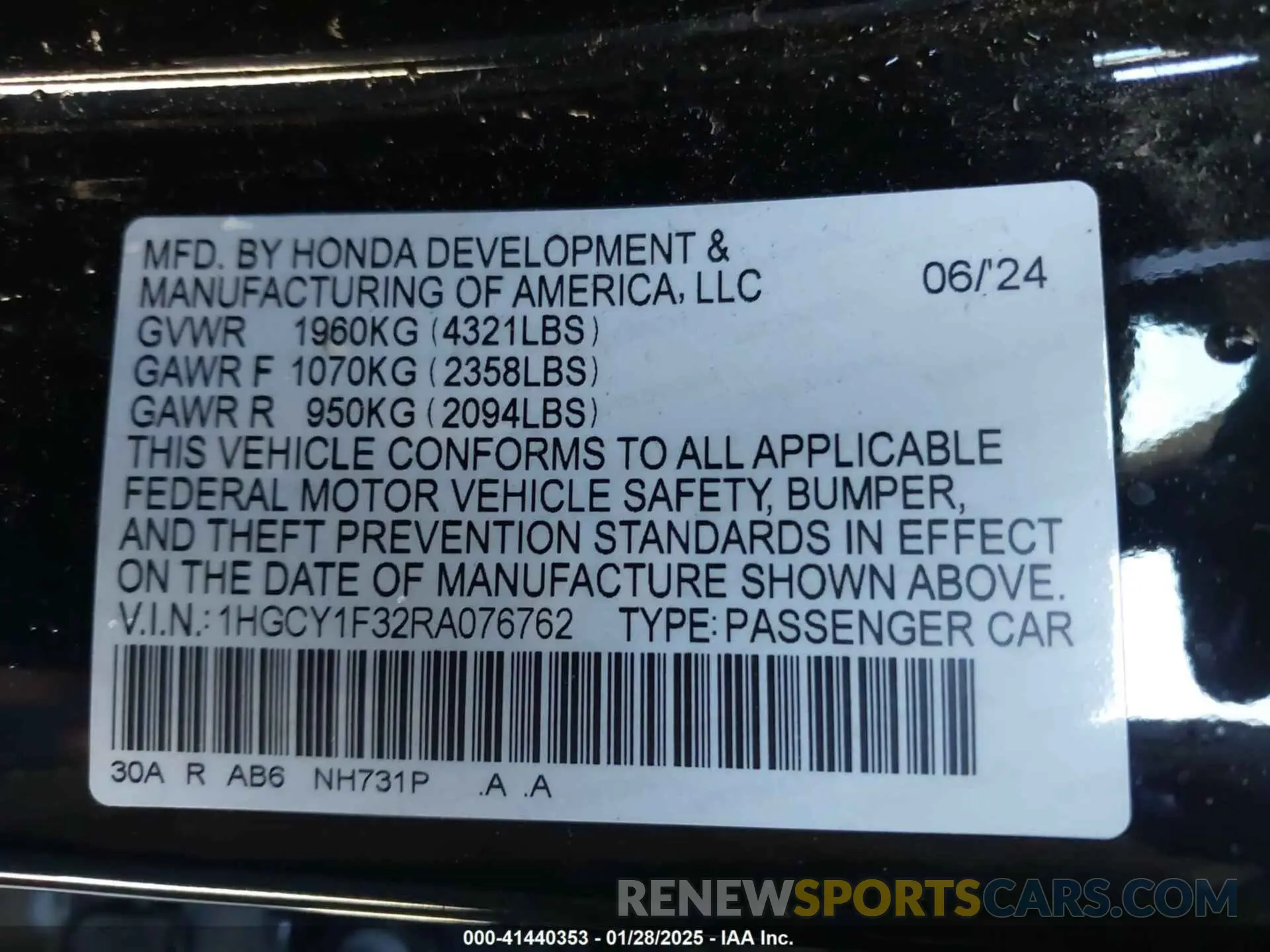 9 Photograph of a damaged car 1HGCY1F32RA076762 HONDA ACCORD 2024