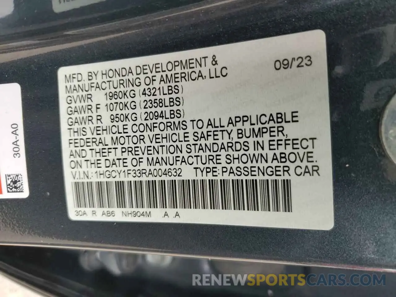 12 Photograph of a damaged car 1HGCY1F33RA004632 HONDA ACCORD 2024