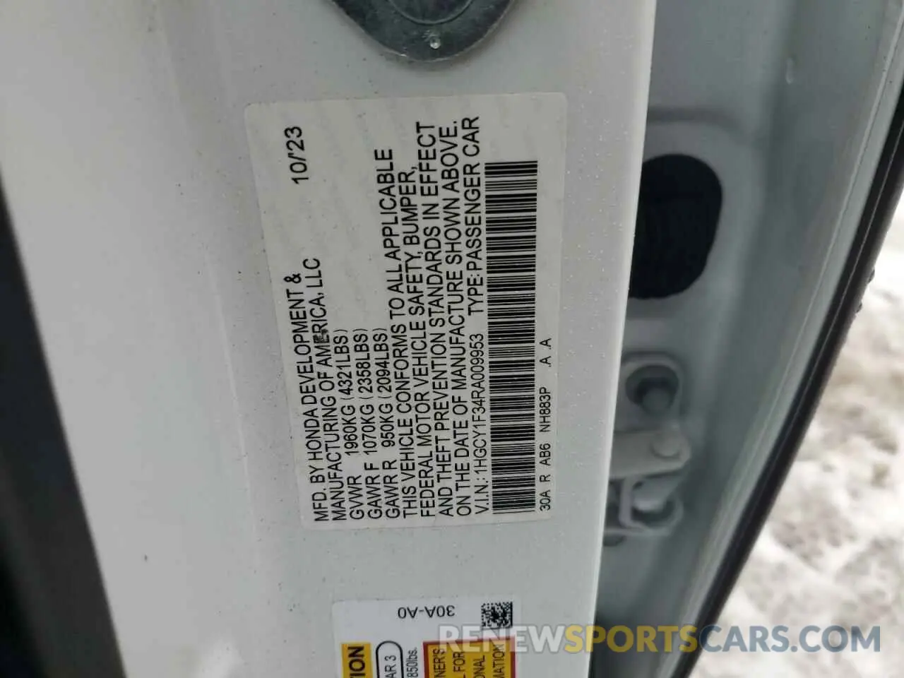 12 Photograph of a damaged car 1HGCY1F34RA009953 HONDA ACCORD 2024