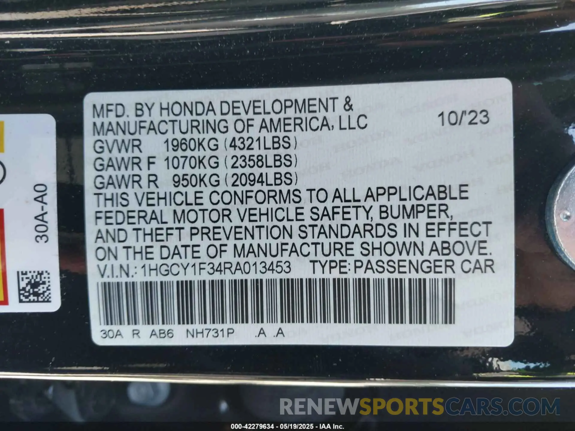 9 Photograph of a damaged car 1HGCY1F34RA013453 HONDA ACCORD 2024