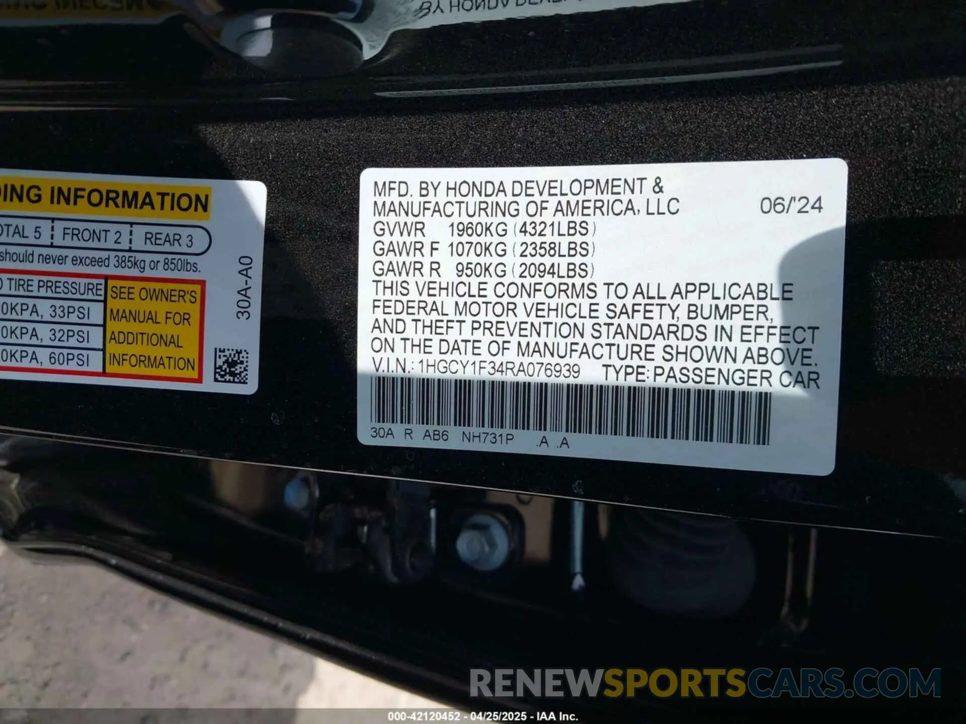 9 Photograph of a damaged car 1HGCY1F34RA076939 HONDA ACCORD 2024