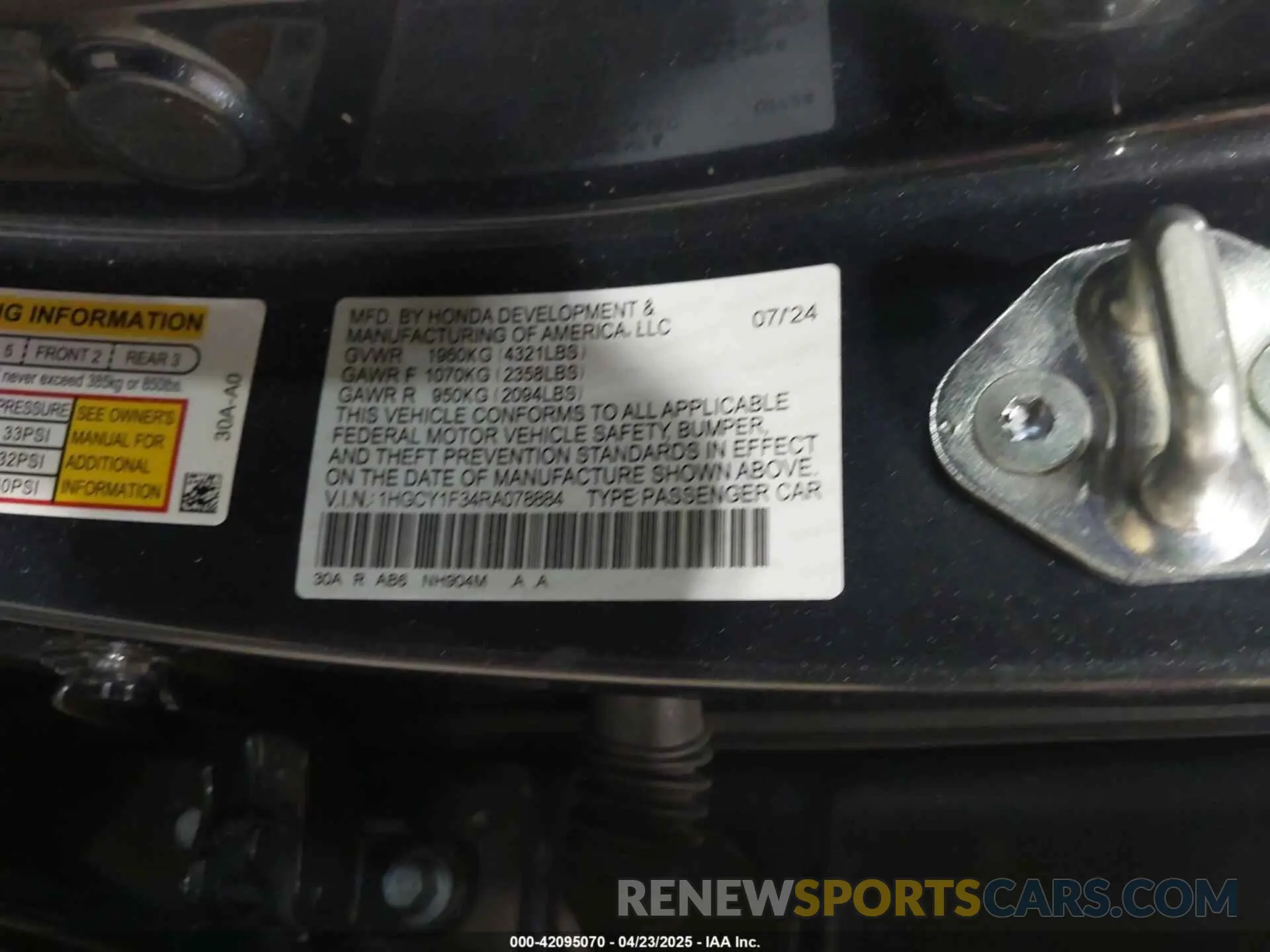 9 Photograph of a damaged car 1HGCY1F34RA078884 HONDA ACCORD 2024