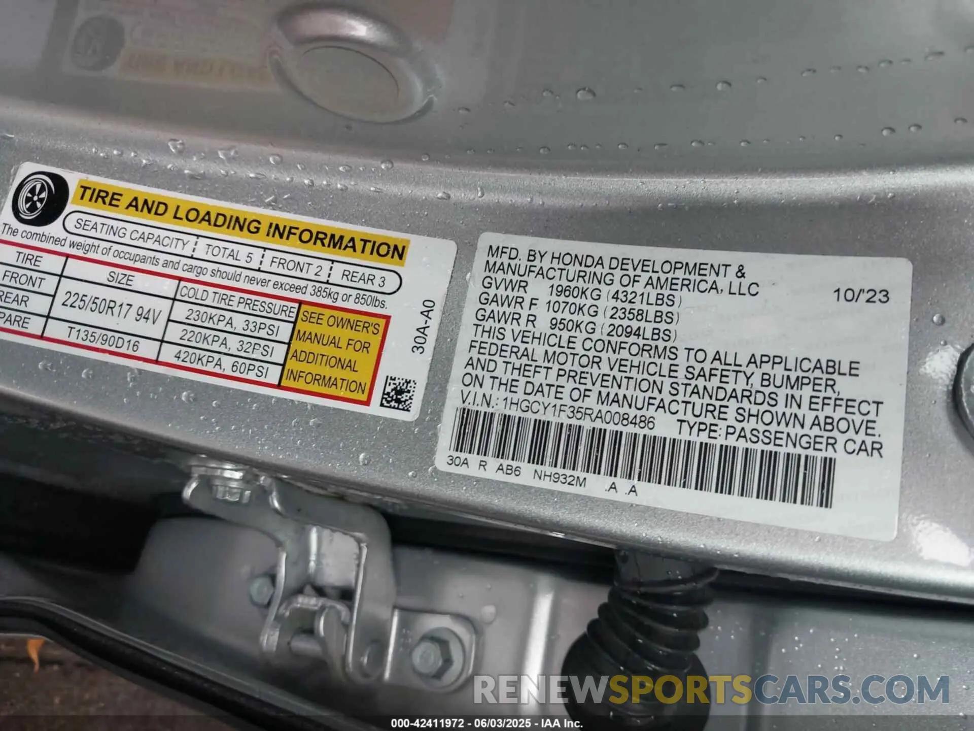9 Photograph of a damaged car 1HGCY1F35RA008486 HONDA ACCORD 2024