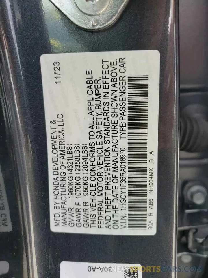 12 Photograph of a damaged car 1HGCY1F35RA018970 HONDA ACCORD 2024
