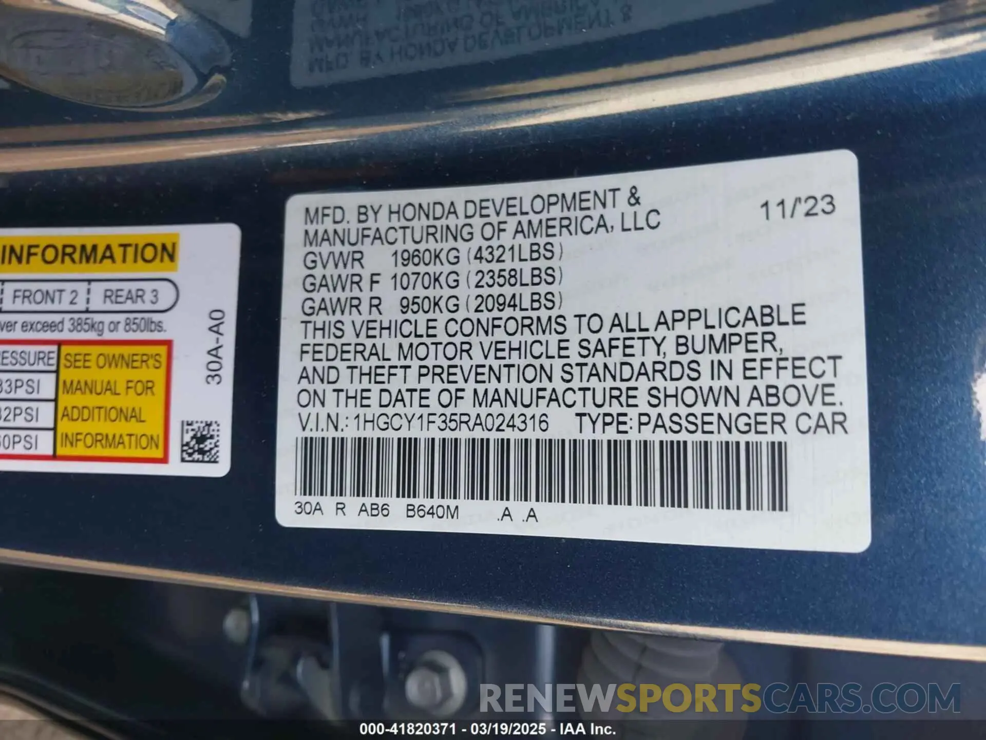 9 Photograph of a damaged car 1HGCY1F35RA024316 HONDA ACCORD 2024