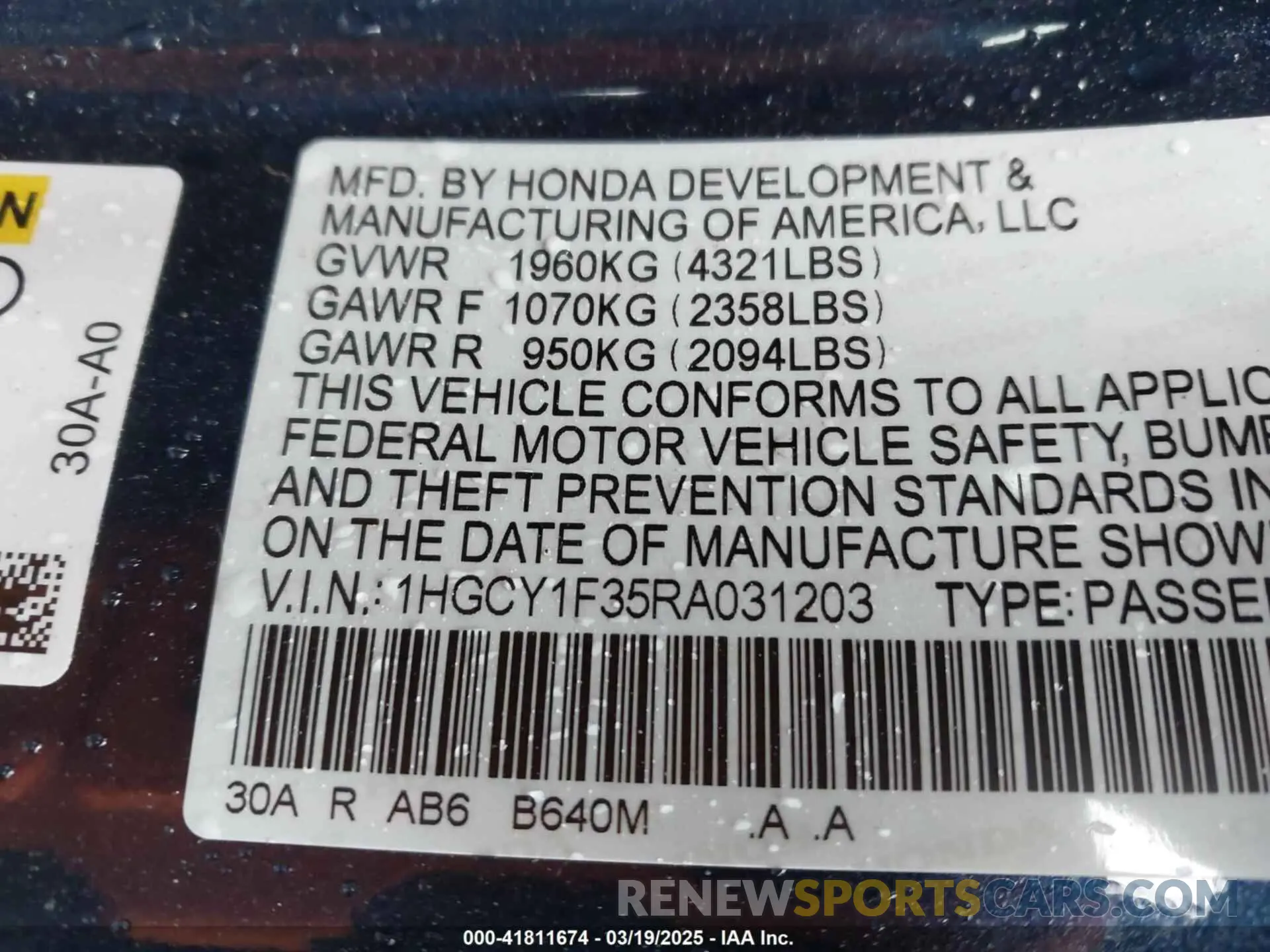 9 Photograph of a damaged car 1HGCY1F35RA031203 HONDA ACCORD 2024