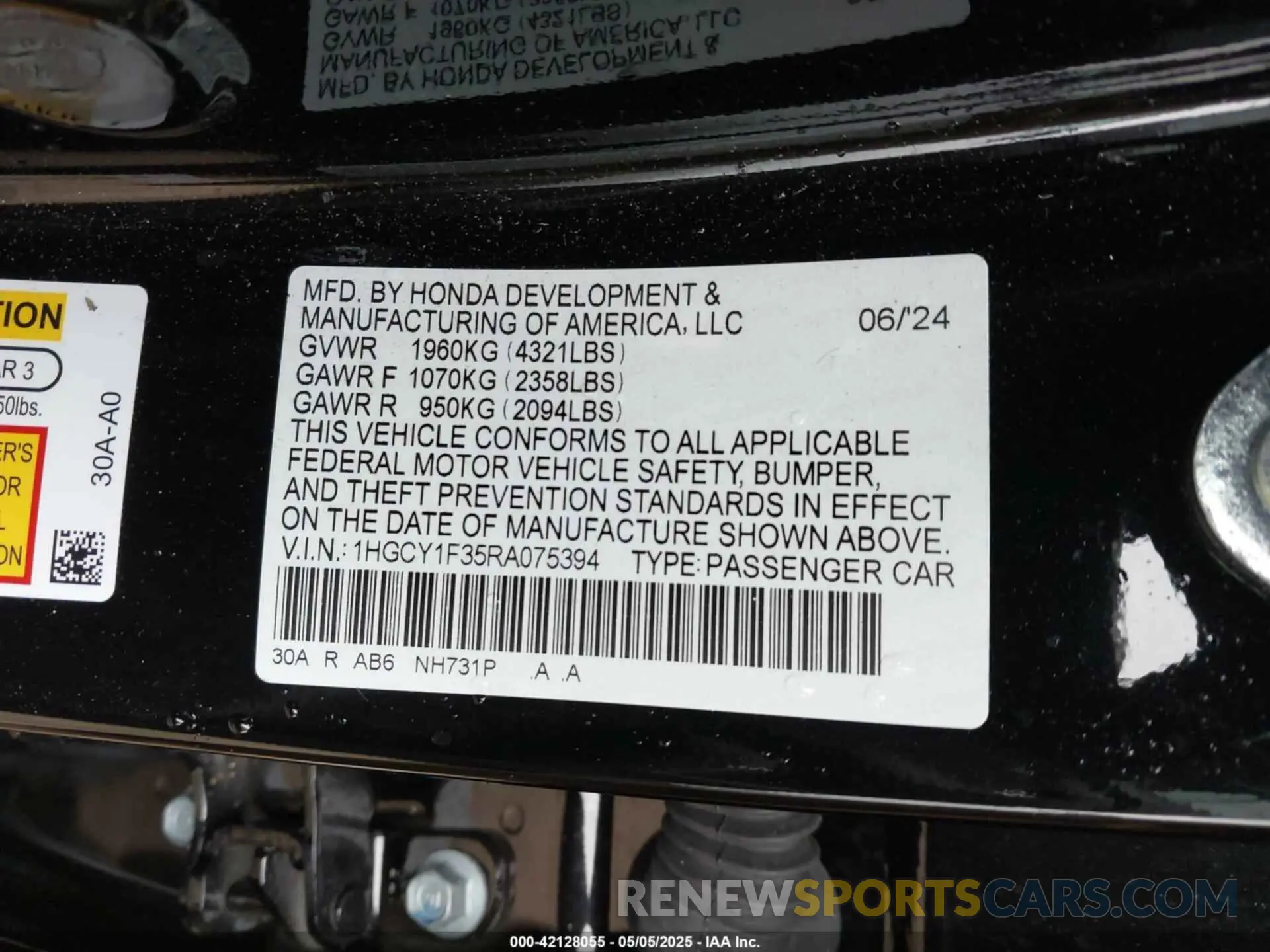 9 Photograph of a damaged car 1HGCY1F35RA075394 HONDA ACCORD 2024