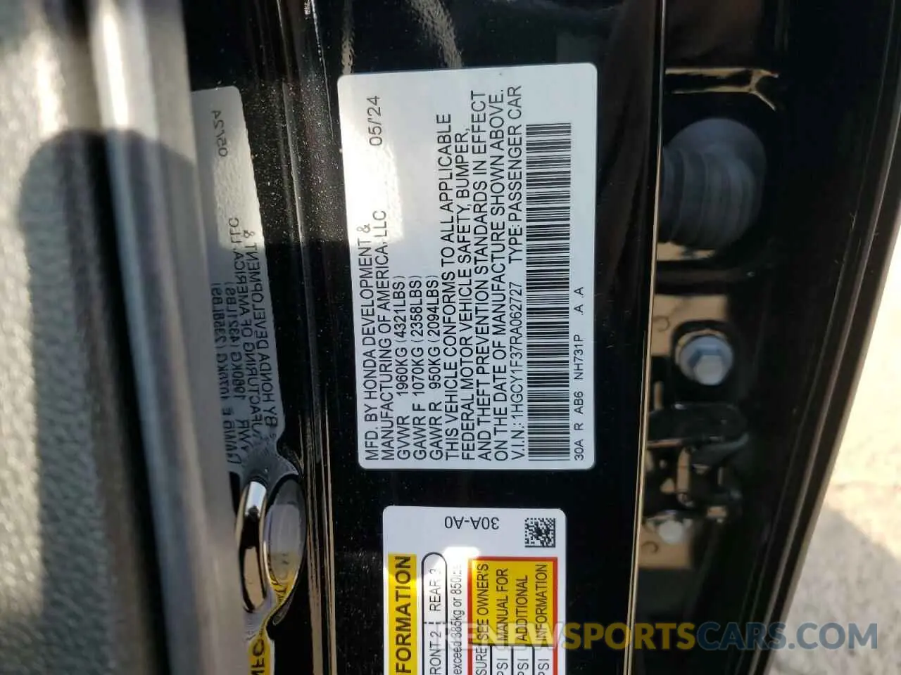 12 Photograph of a damaged car 1HGCY1F37RA062727 HONDA ACCORD 2024