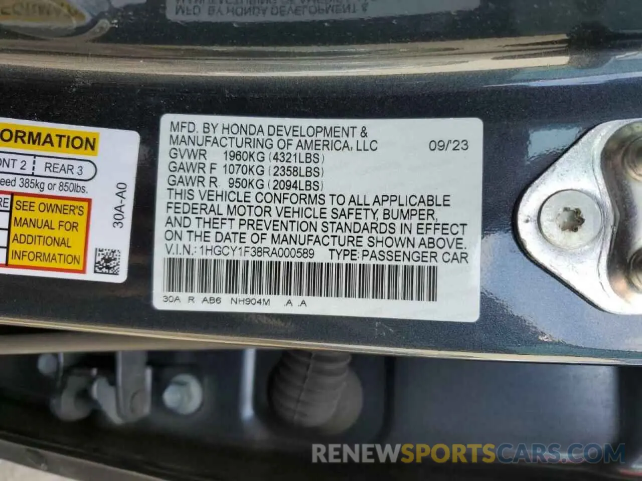 12 Photograph of a damaged car 1HGCY1F38RA000589 HONDA ACCORD 2024