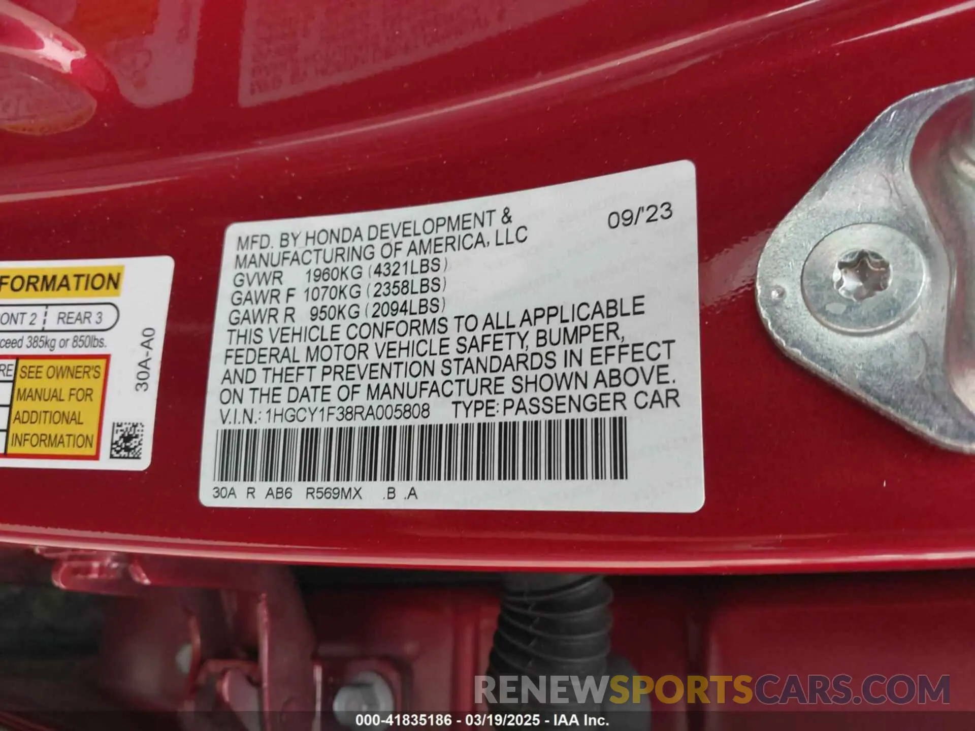 9 Photograph of a damaged car 1HGCY1F38RA005808 HONDA ACCORD 2024