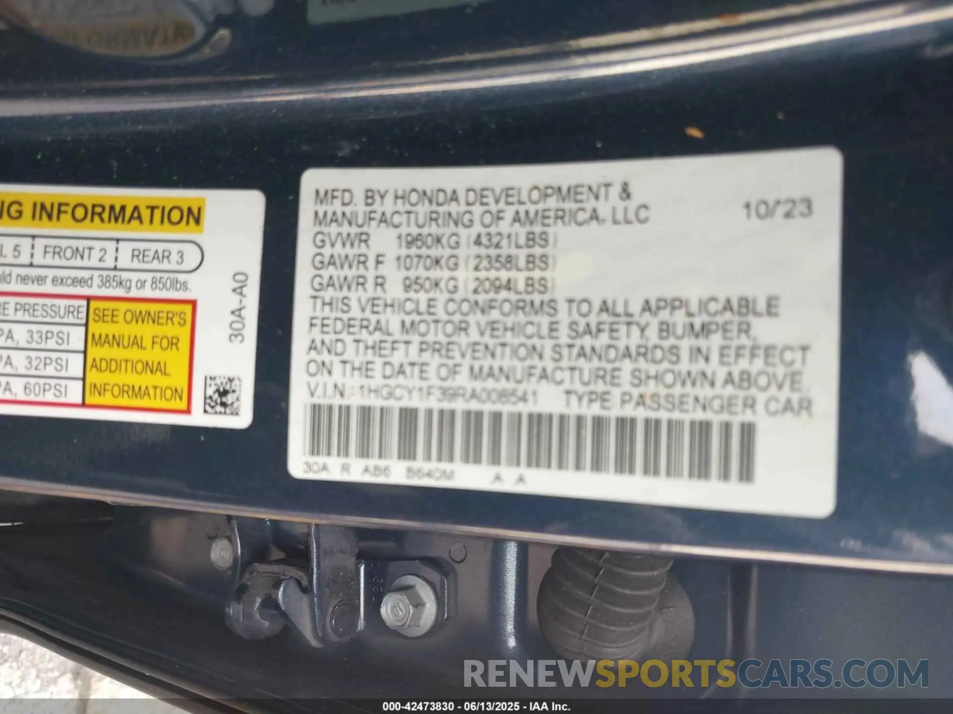 9 Photograph of a damaged car 1HGCY1F39RA008541 HONDA ACCORD 2024