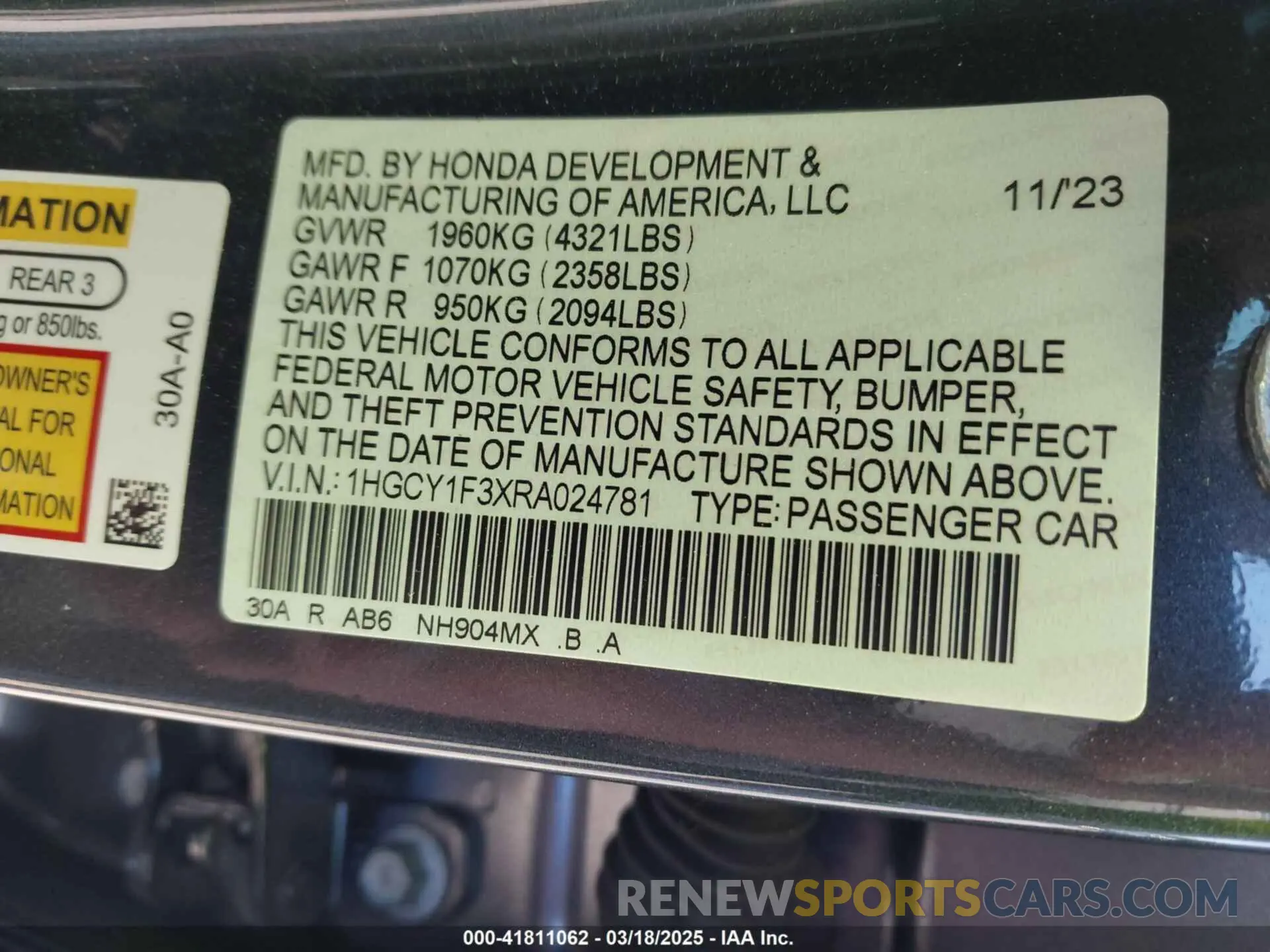 9 Photograph of a damaged car 1HGCY1F3XRA024781 HONDA ACCORD 2024