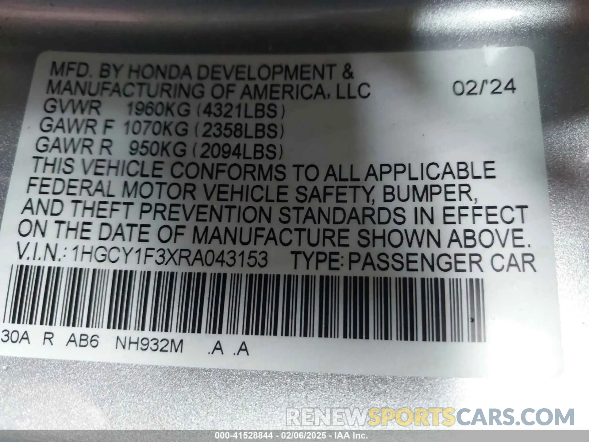 9 Photograph of a damaged car 1HGCY1F3XRA043153 HONDA ACCORD 2024