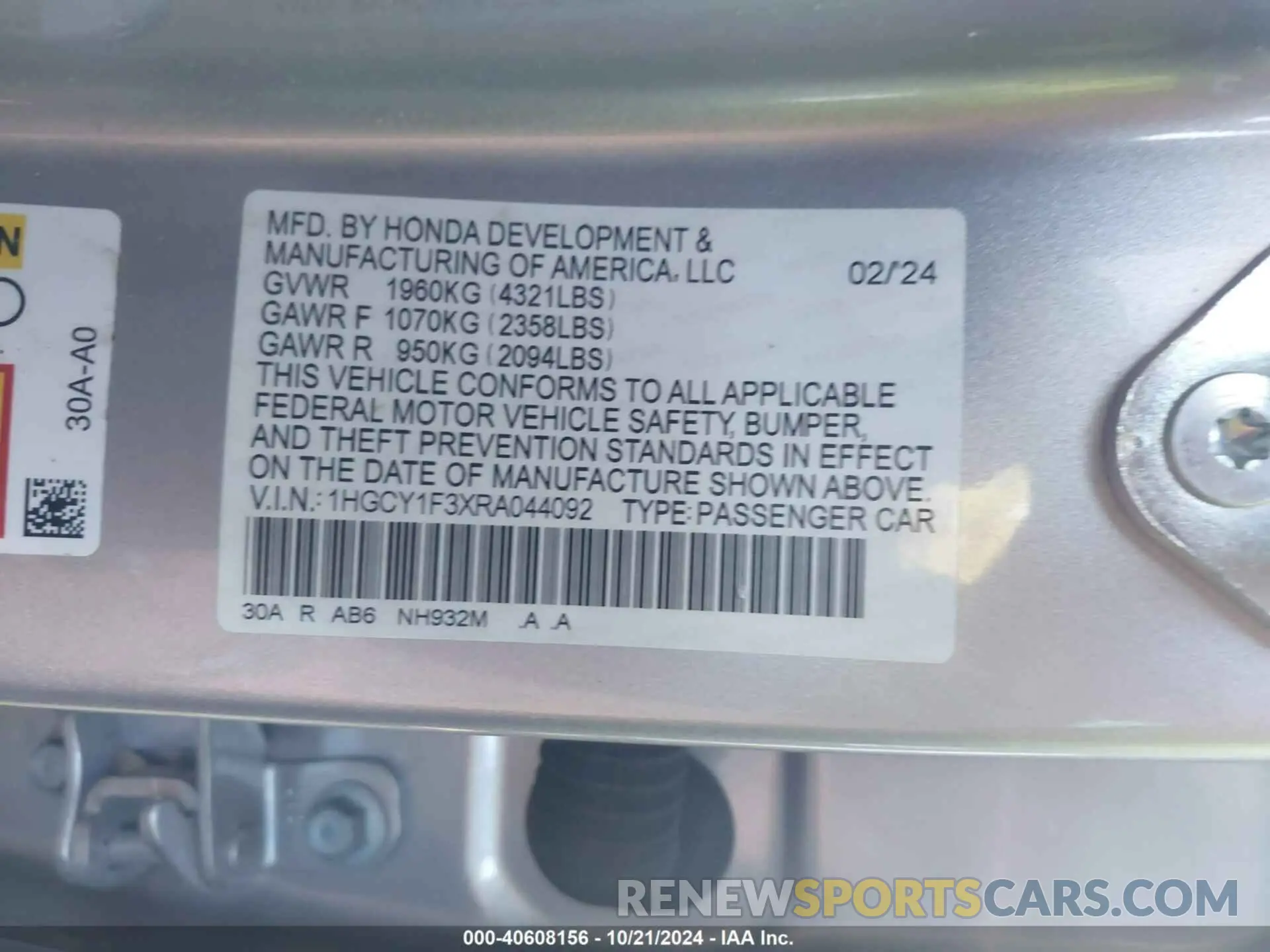 9 Photograph of a damaged car 1HGCY1F3XRA044092 HONDA ACCORD 2024