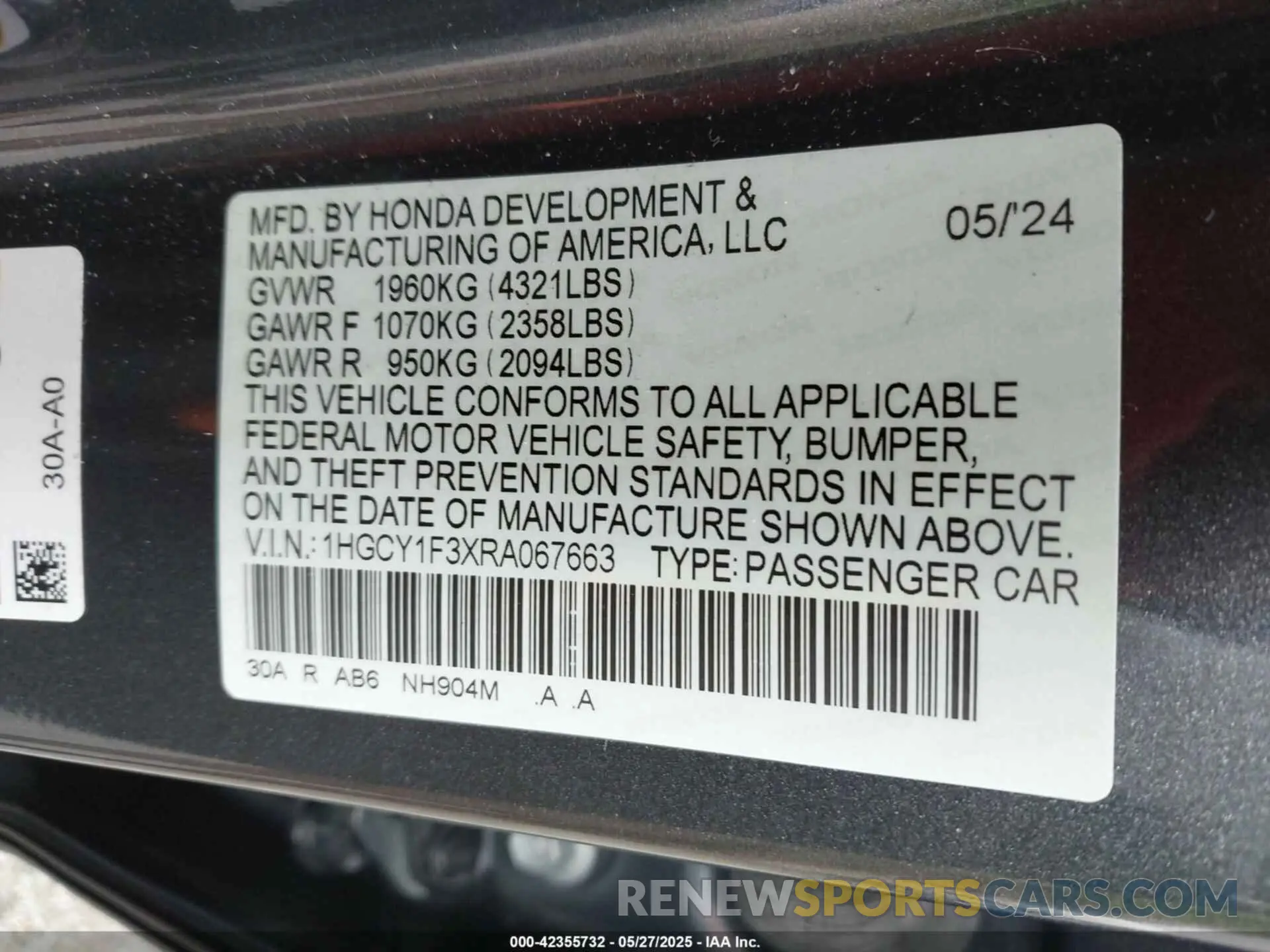 9 Photograph of a damaged car 1HGCY1F3XRA067663 HONDA ACCORD 2024